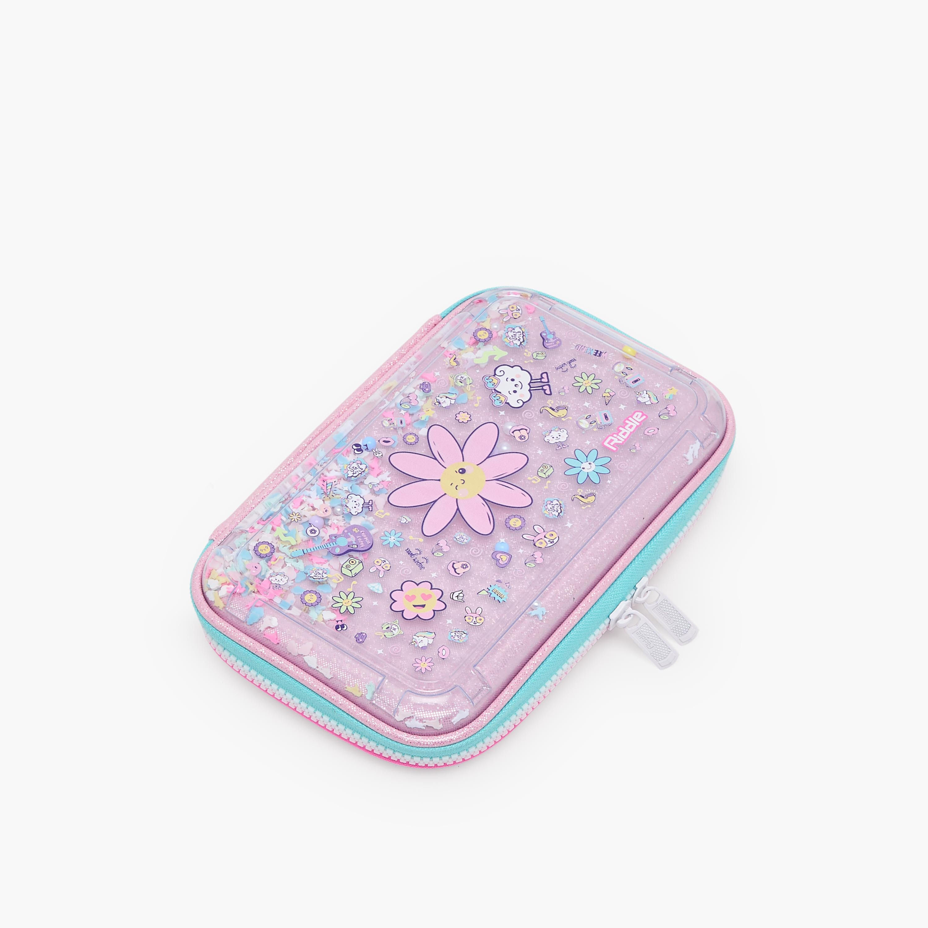 Riddle Floral Print Pencil Pouch with Zip Closure-school-stationery-pencilcases-image-3