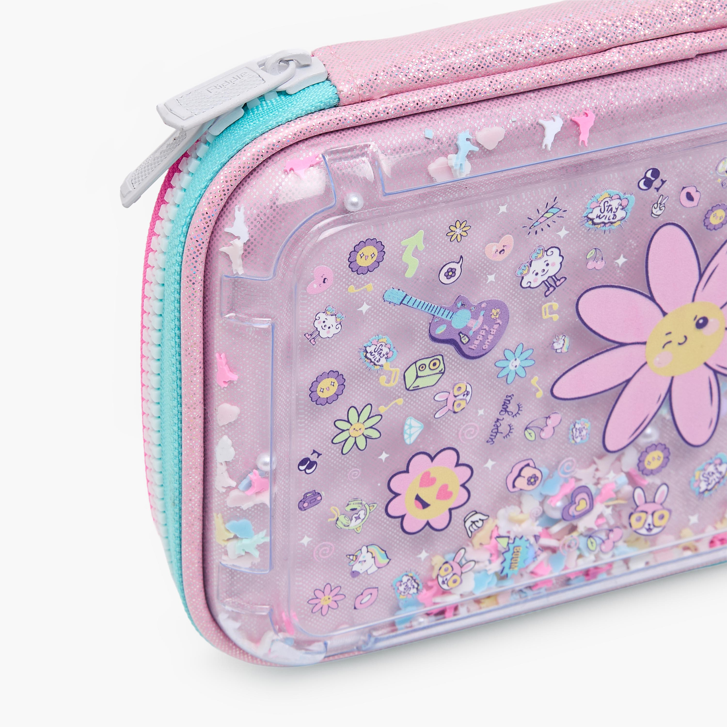 Riddle Floral Print Pencil Pouch with Zip Closure-school-stationery-pencilcases-image-4