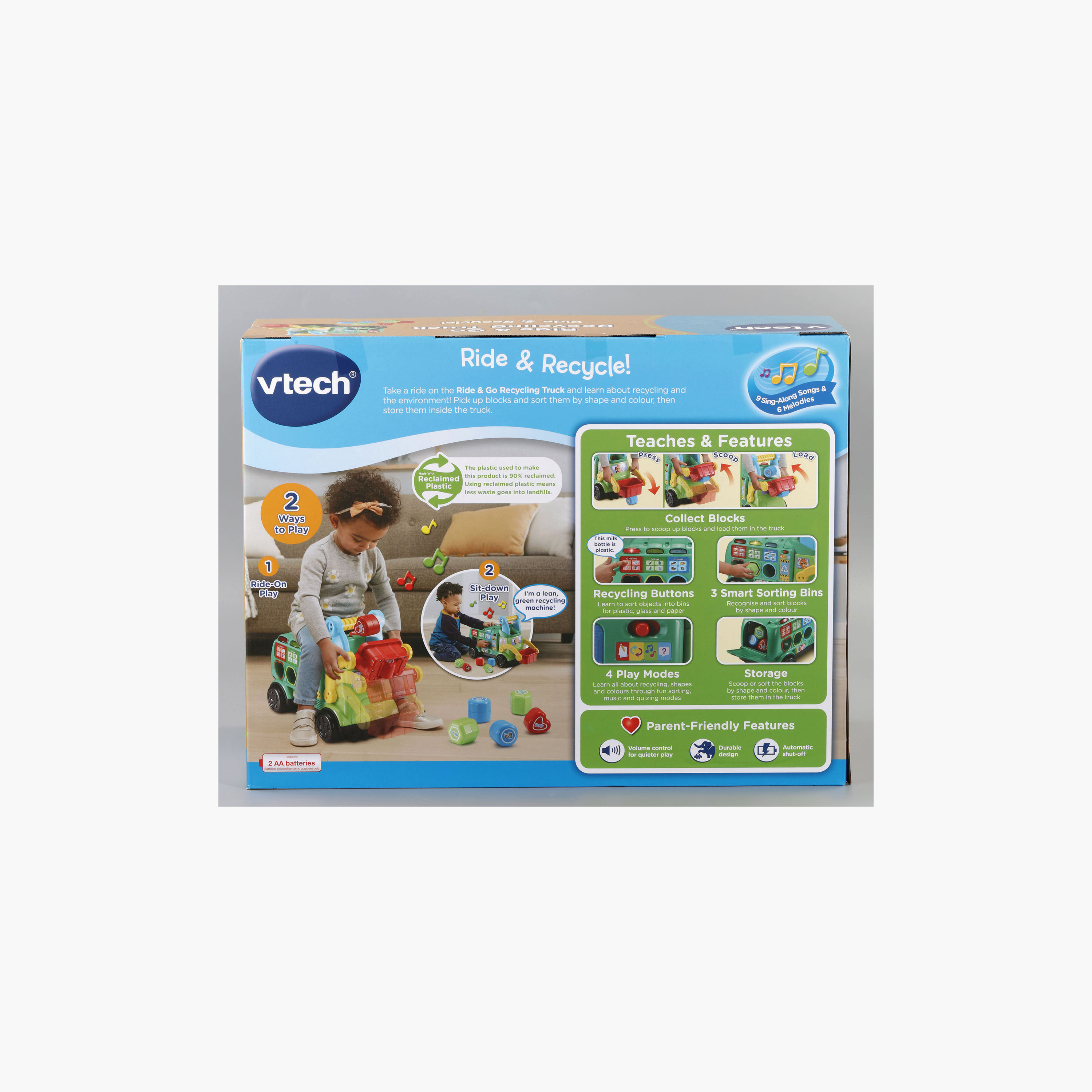 Vtech Ride & Go Recycling Truck with Blocks-toys-outdoor-bikesandrideons-manualrideons-image-2
