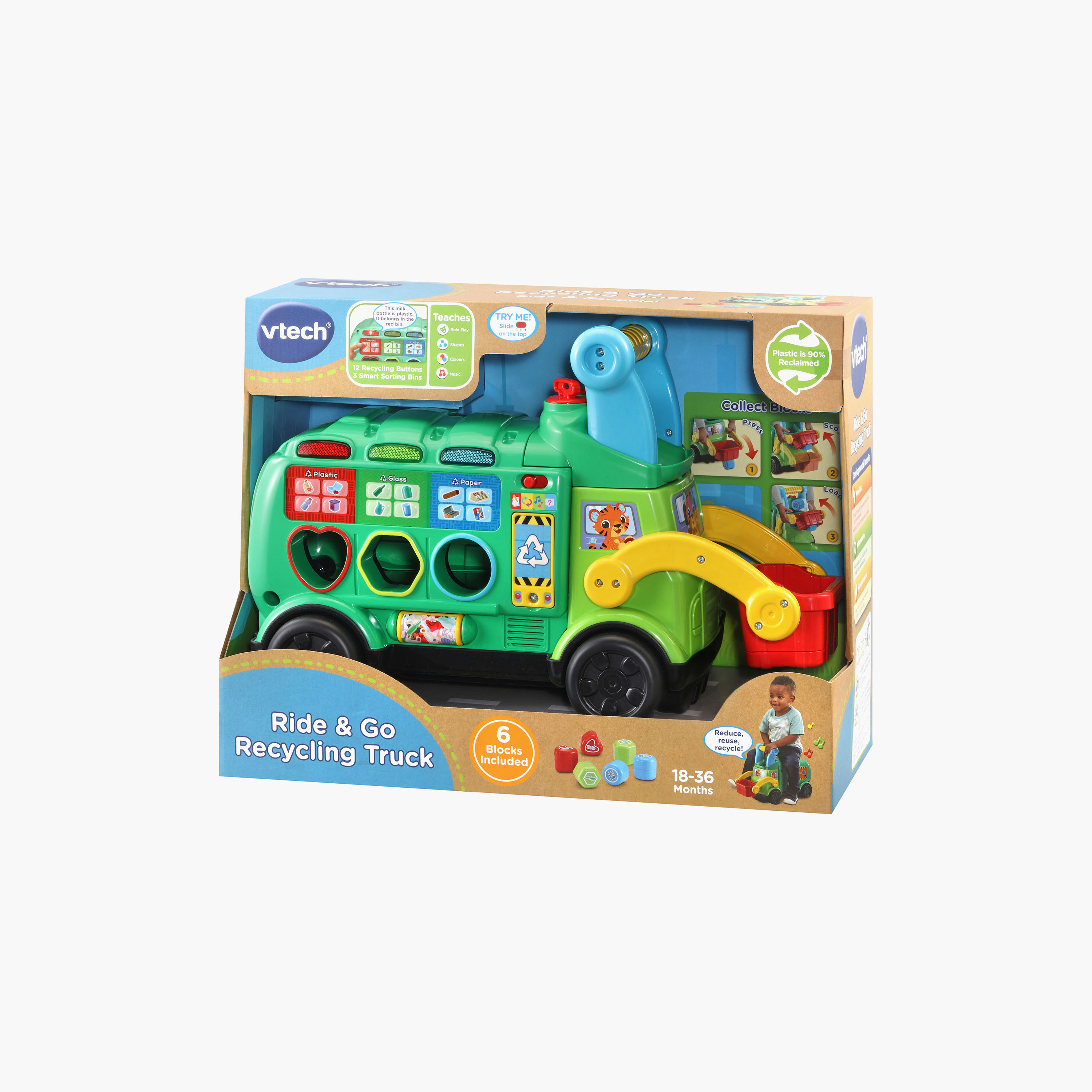 Vtech Ride & Go Recycling Truck with Blocks-toys-outdoor-bikesandrideons-manualrideons-image-8