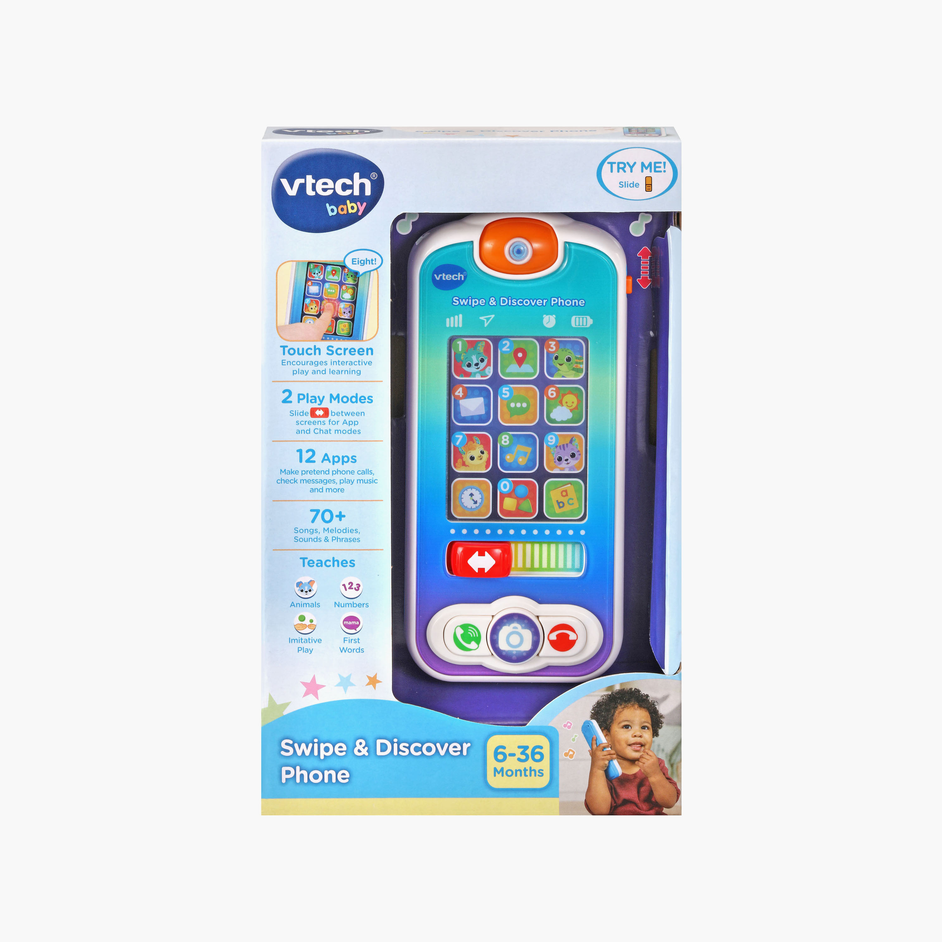 Vtech Swipe & Discover Phone with Light & Music-toys-babyandtoddlertoys-learningtoys-image-2