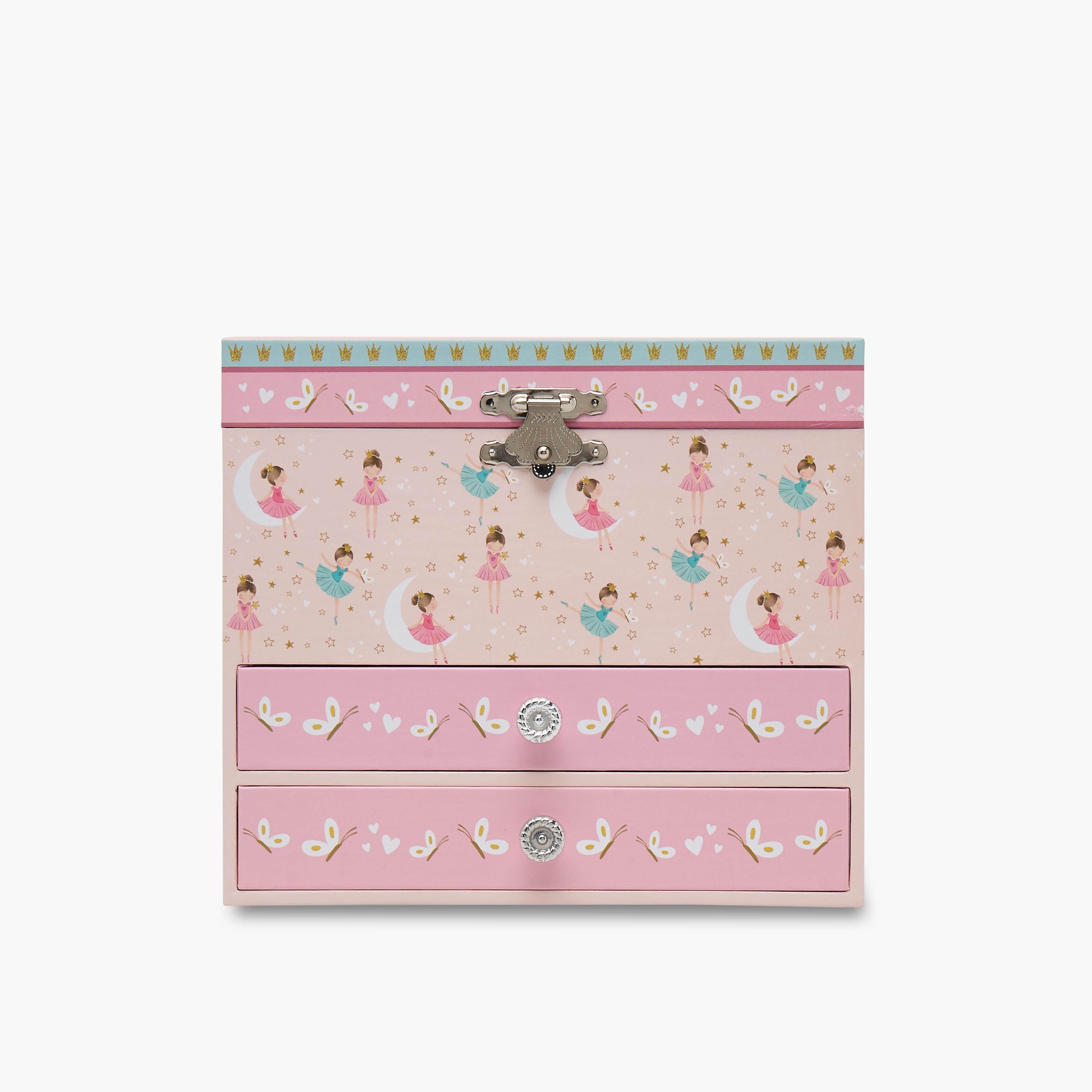 Findz 3 Compartment Jewellery Organizer Ballerina Print with Drawers - 16.5x11.4x14.7 cm-women-watchesandjewellery-jewellery-storage-image-1