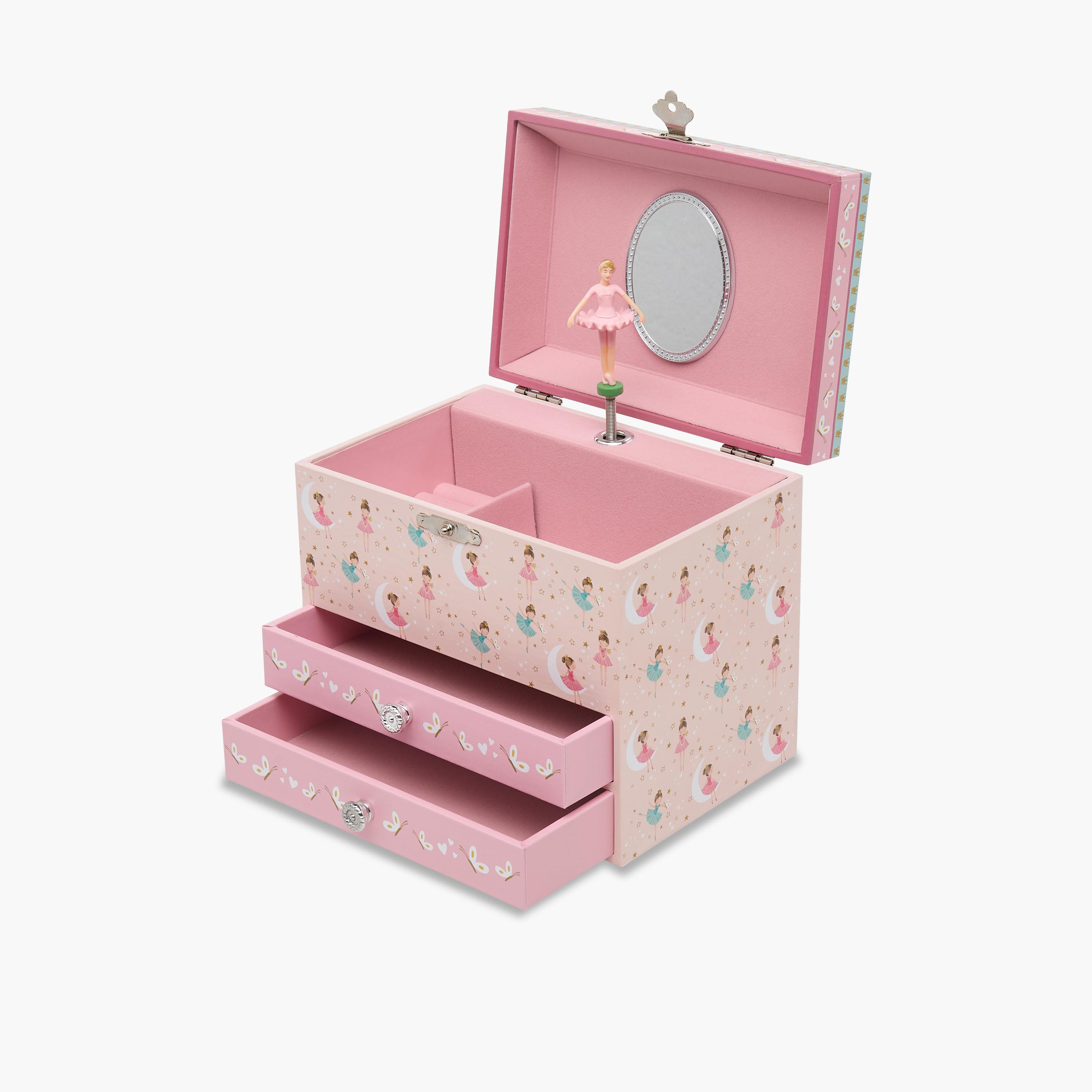 Findz 3 Compartment Jewellery Organizer Ballerina Print with Drawers - 16.5x11.4x14.7 cm-women-watchesandjewellery-jewellery-storage-image-4