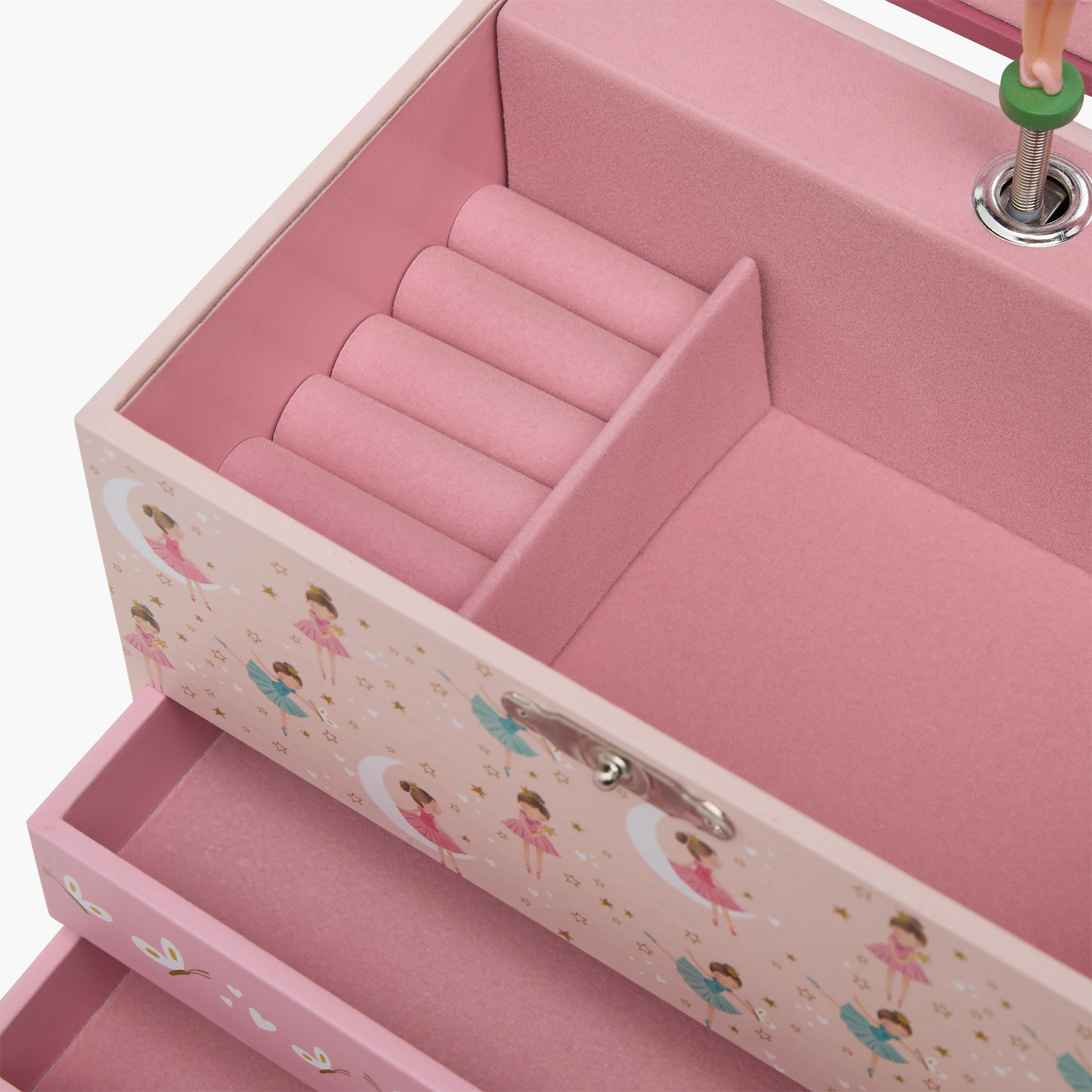 Findz 3 Compartment Jewellery Organizer Ballerina Print with Drawers - 16.5x11.4x14.7 cm-women-watchesandjewellery-jewellery-storage-image-7