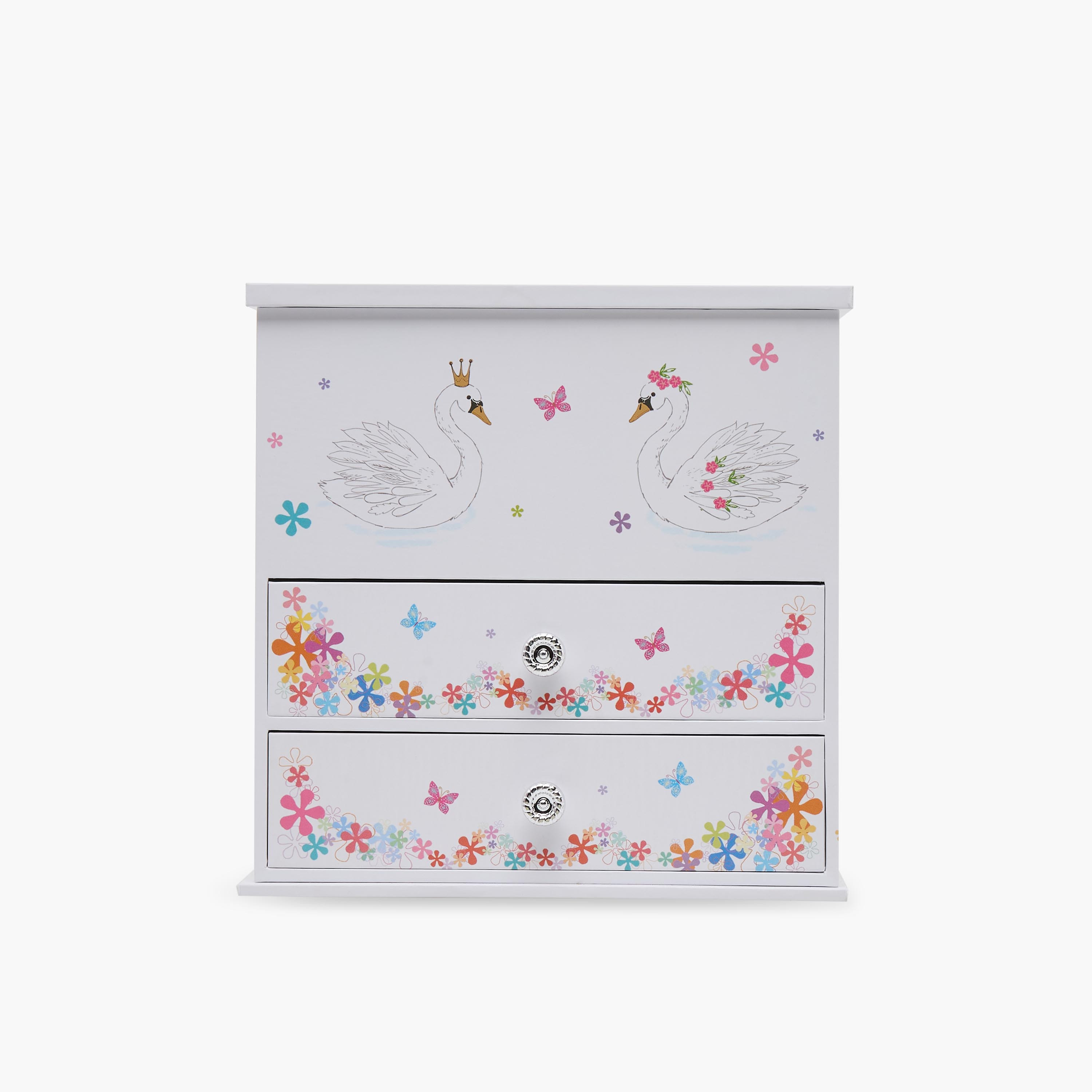 منظم مجوهرات 3 أقسام بأدراج وطبعات باليرينا من فايندز - 16.6x12.3x16.8 سم-women-watchesandjewellery-jewellery-storage-image-1