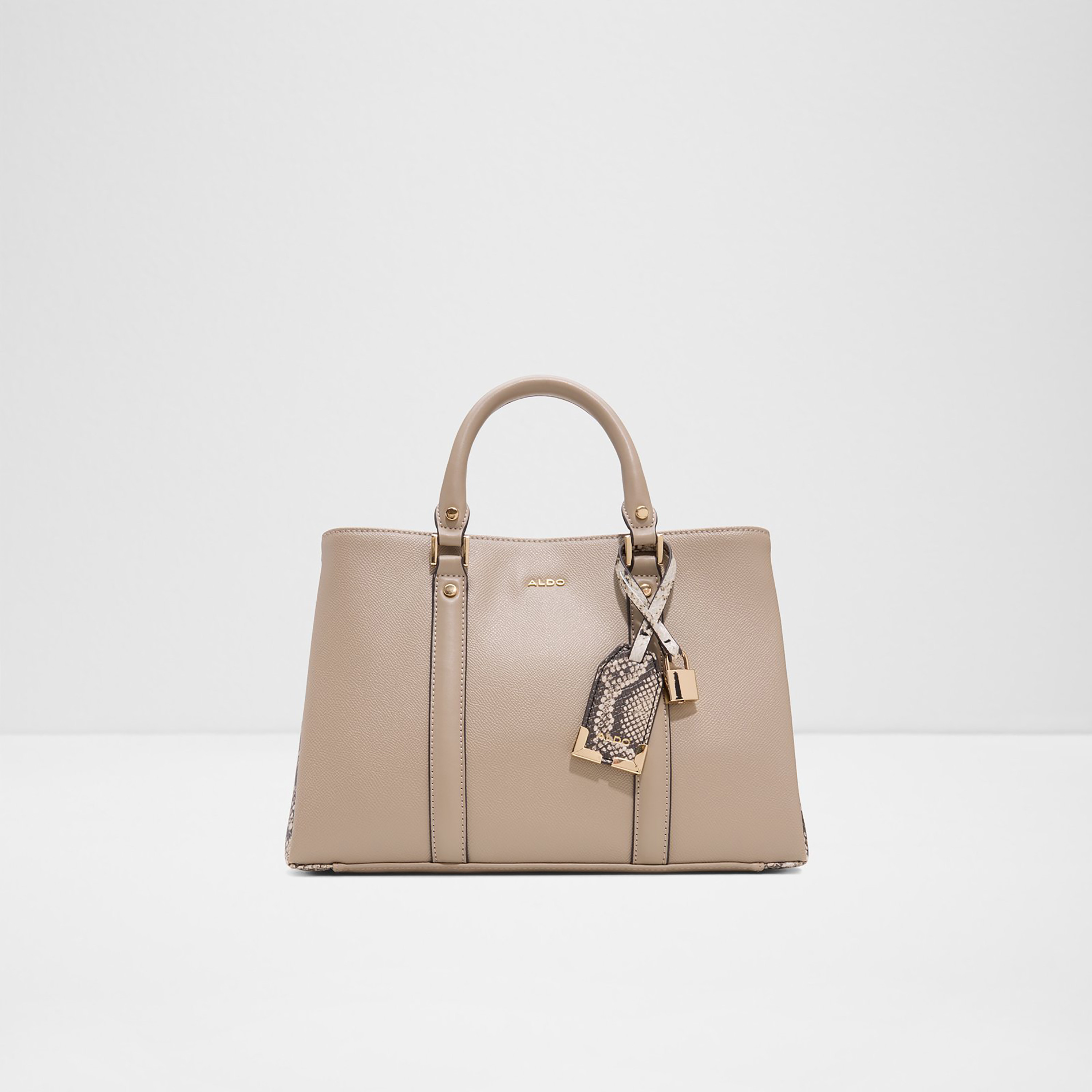 Aldo Harmonie Snake Textured Double Handle Satchel Bag with Zip Closure & Strap-women-bagsandwallets-handbags-image-1