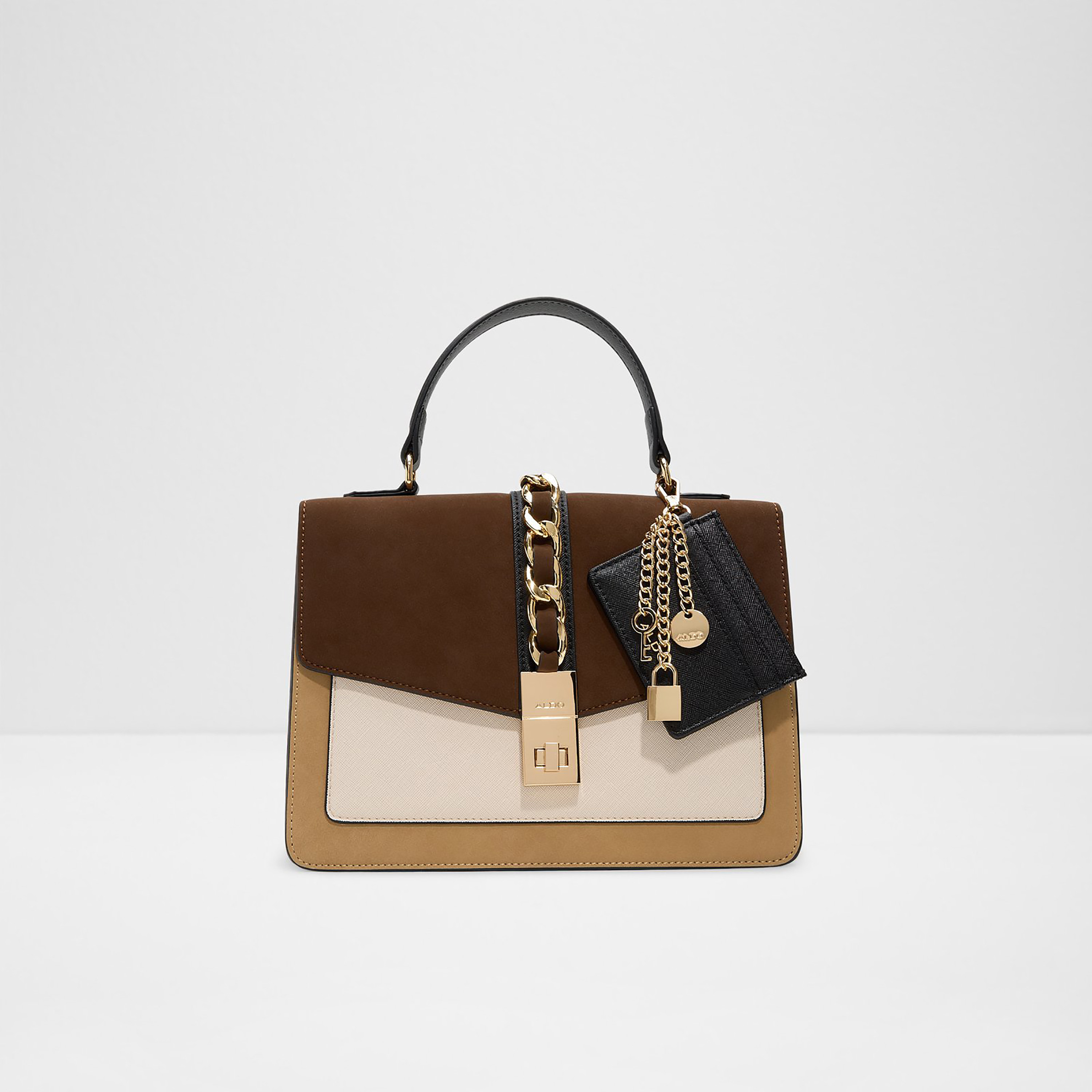 Aldo Caiillaa Color Blocked Top Handle Satchel Bag with Flap Closure & Detachable Strap-women-bagsandwallets-handbags-image-1