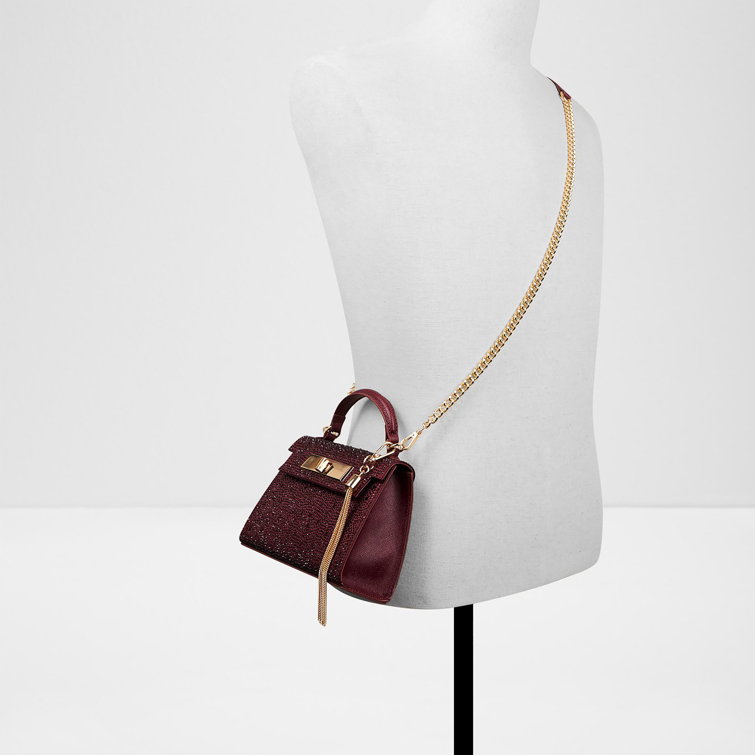 Aldo Niki Embellished Top Handle Mini Satchel Bag with Twist Lock and Adjustable Strap-women-bagsandwallets-handbags-image-4