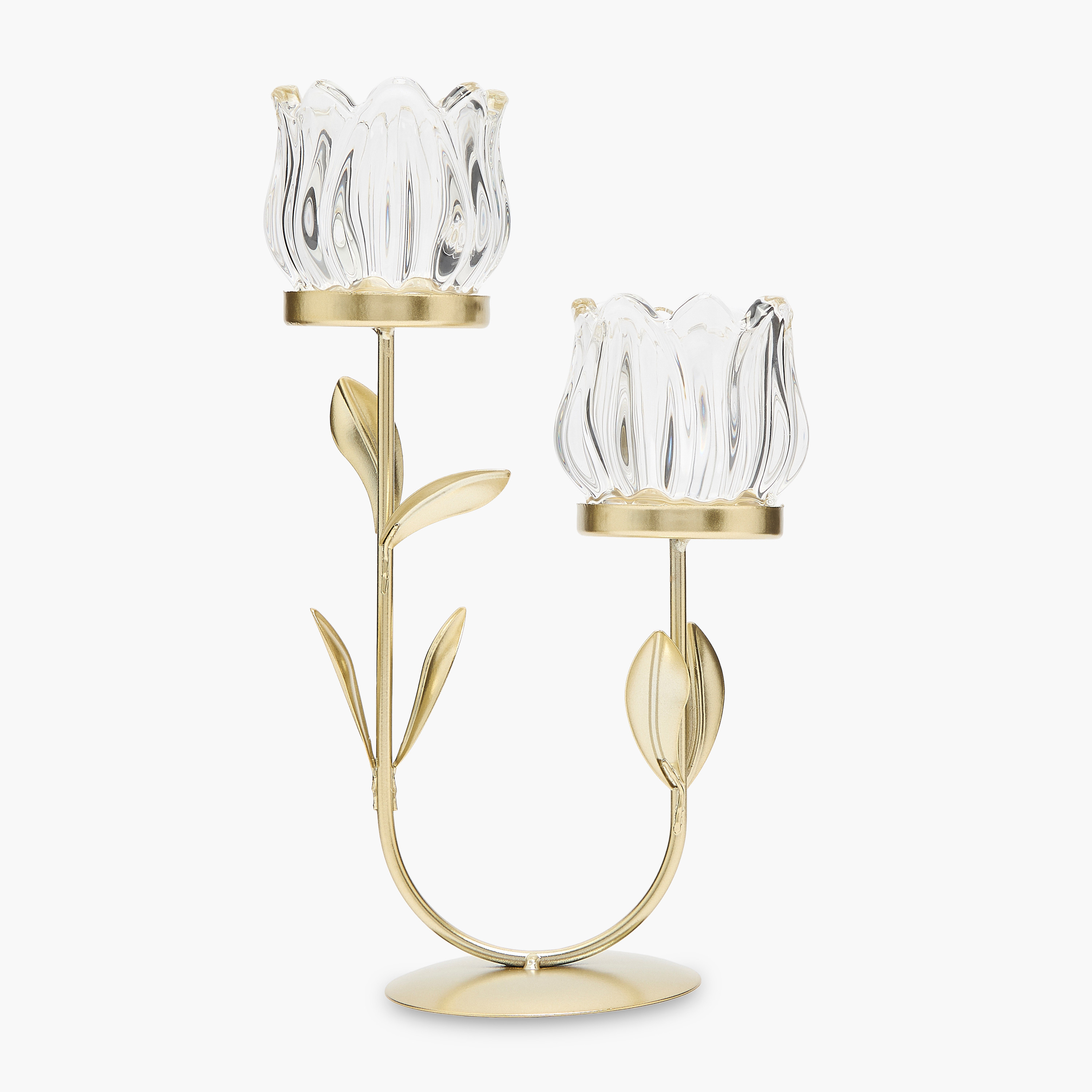 Floral Glass Candle Holder - 9 cm-household-decor-candleholdersandlanterns-image-1