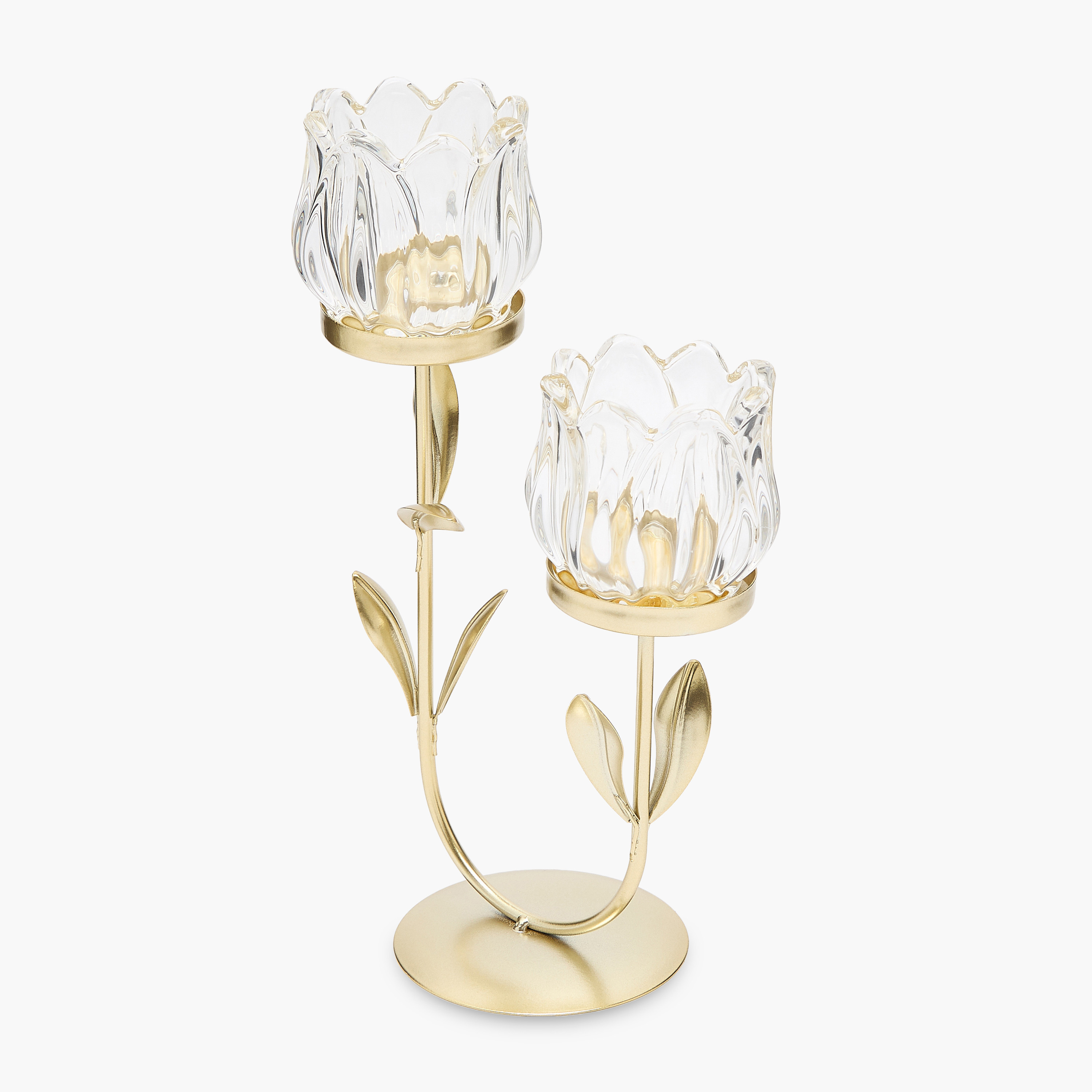 Floral Glass Candle Holder - 9 cm-household-decor-candleholdersandlanterns-image-2