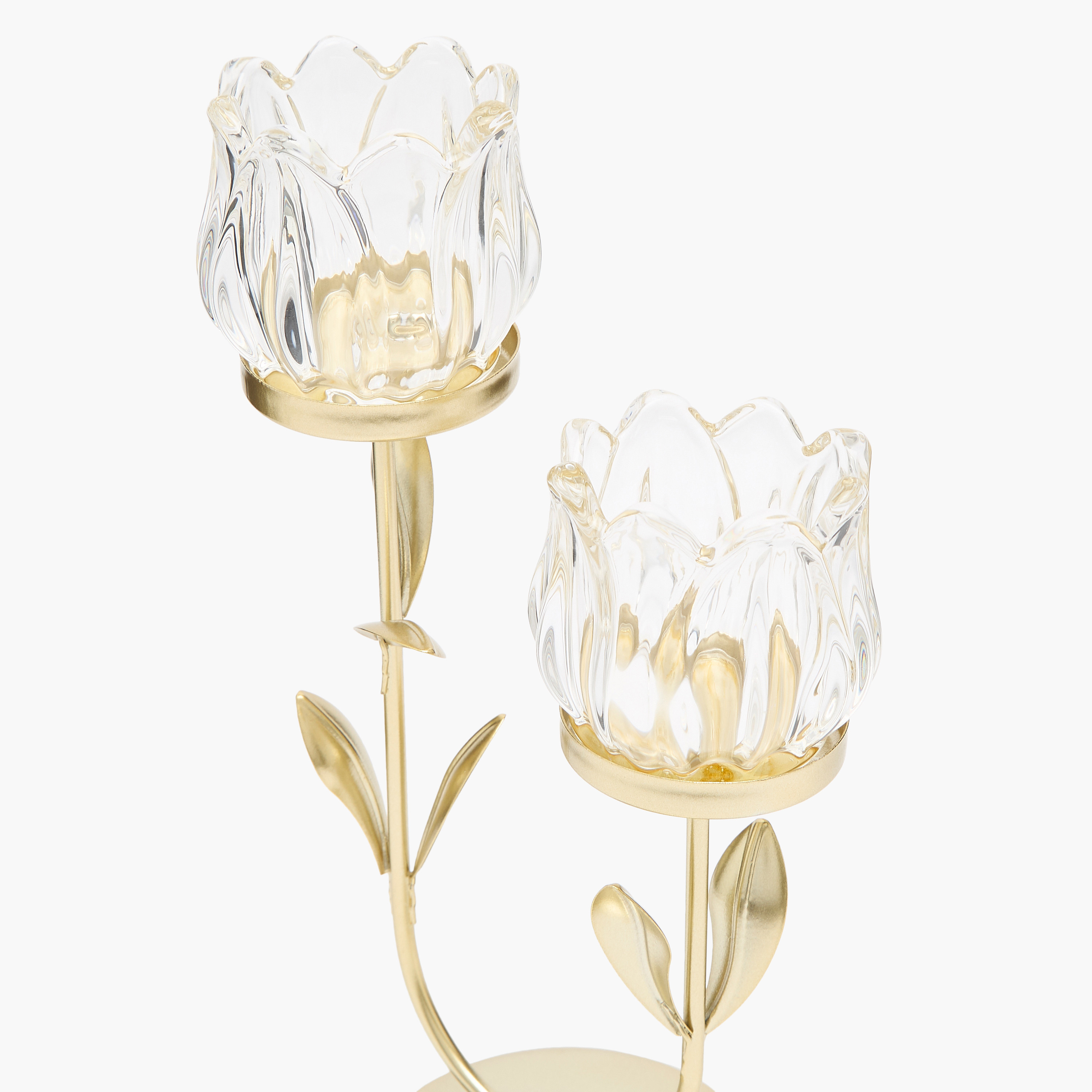 Floral Glass Candle Holder - 9 cm-household-decor-candleholdersandlanterns-image-3