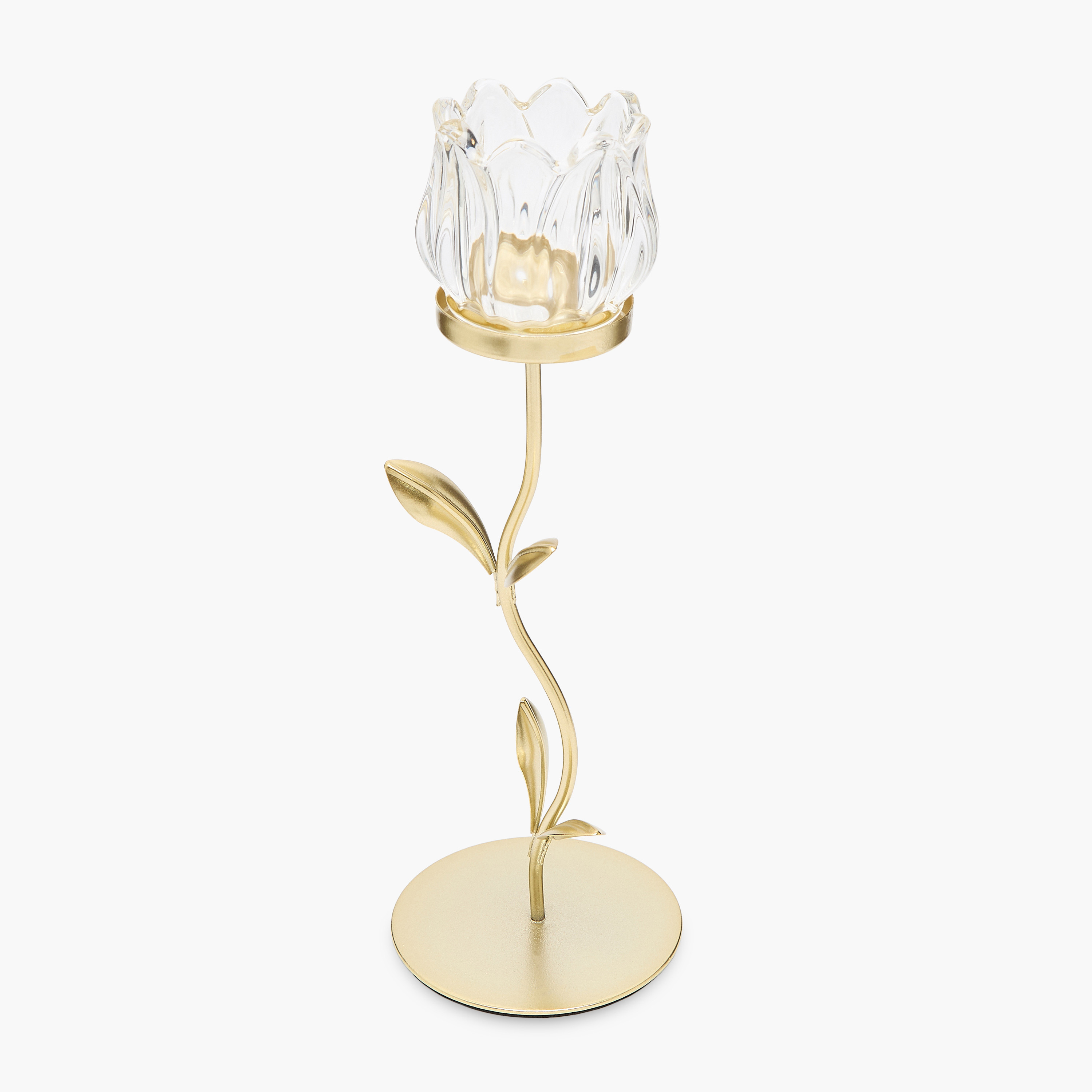 حامل شموع زجاجي بتصميم زهور - 29 سم-household-decor-candleholdersandlanterns-image-2