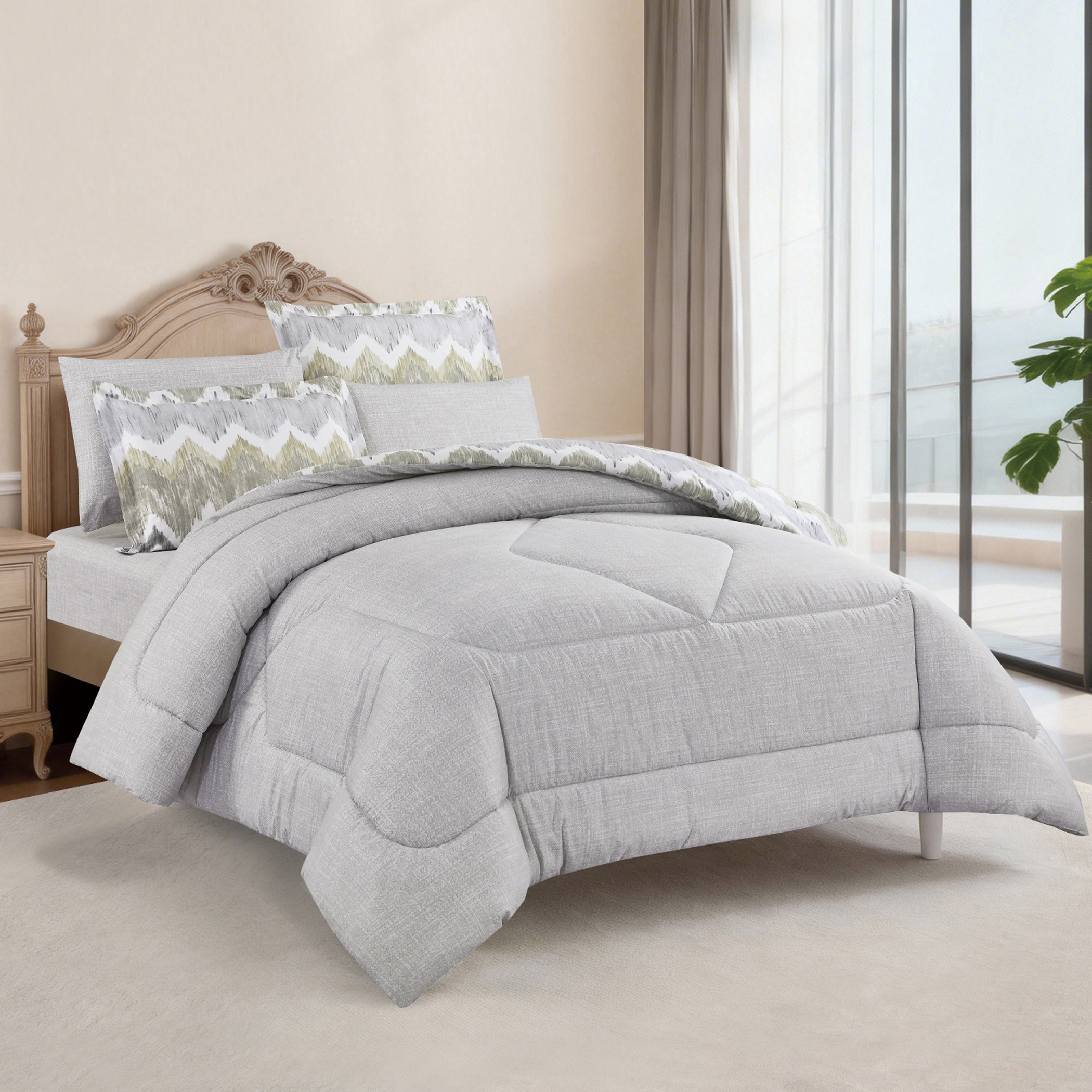 طقم لحاف بوجهين وطبعات متعرجة-household-bedding-comfortersandbedspreads-comforters-image-1