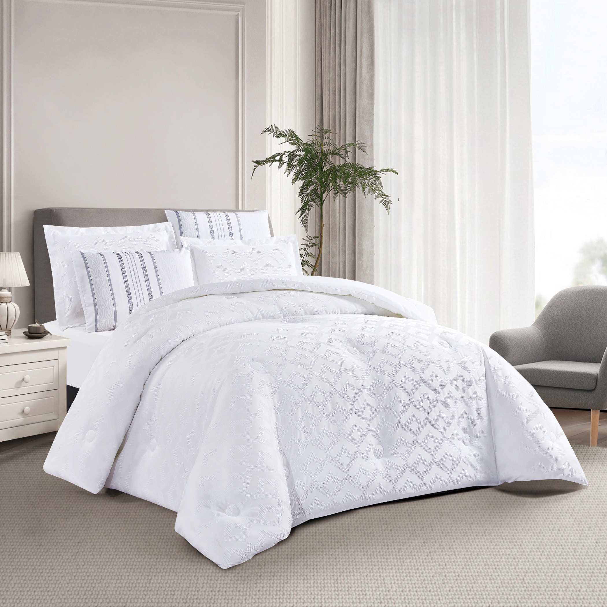 Textured Geometric Comforter Set-household-bedding-comfortersandbedspreads-comforters-image-1