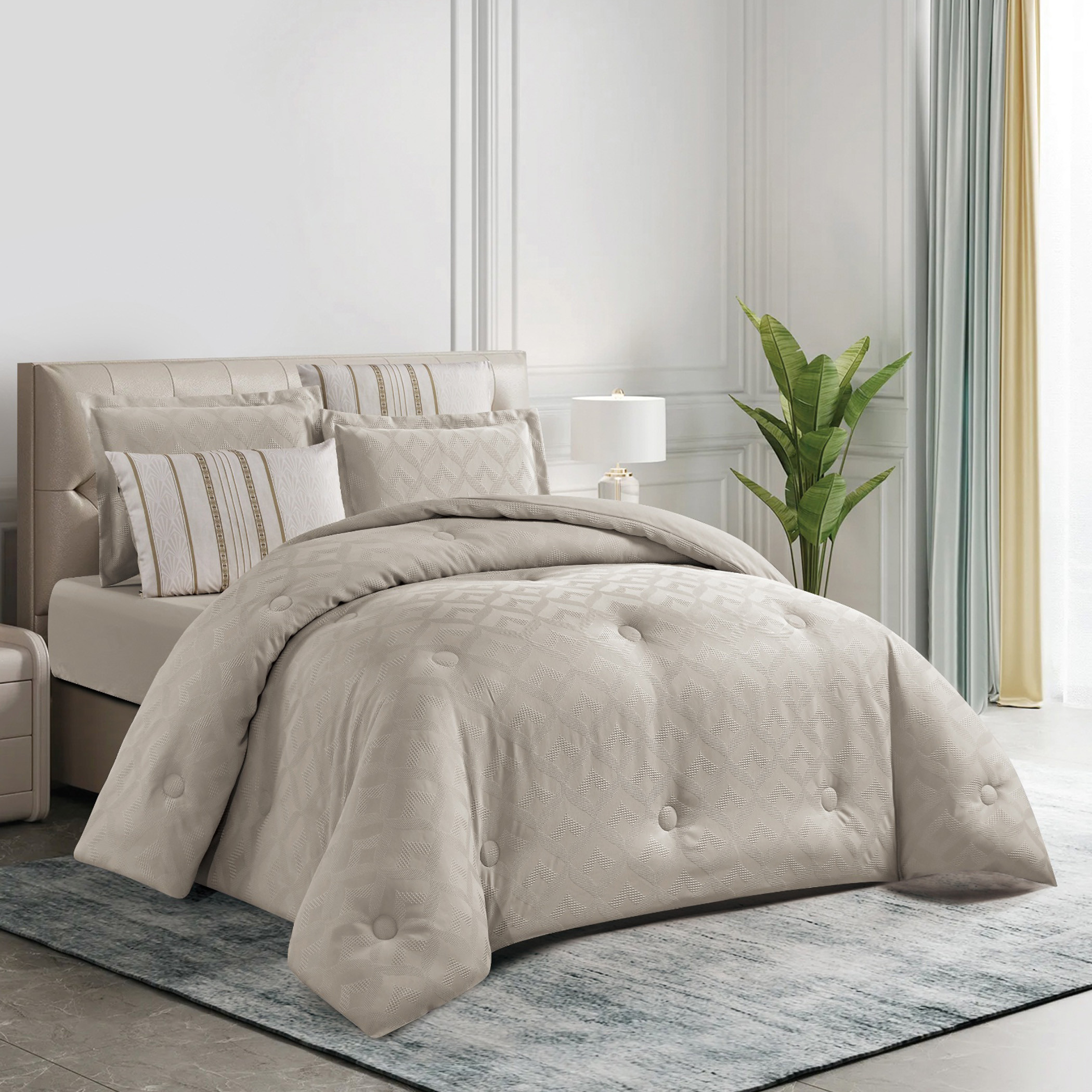 Textured Geometric Comforter Set-household-bedding-comfortersandbedspreads-comforters-image-1