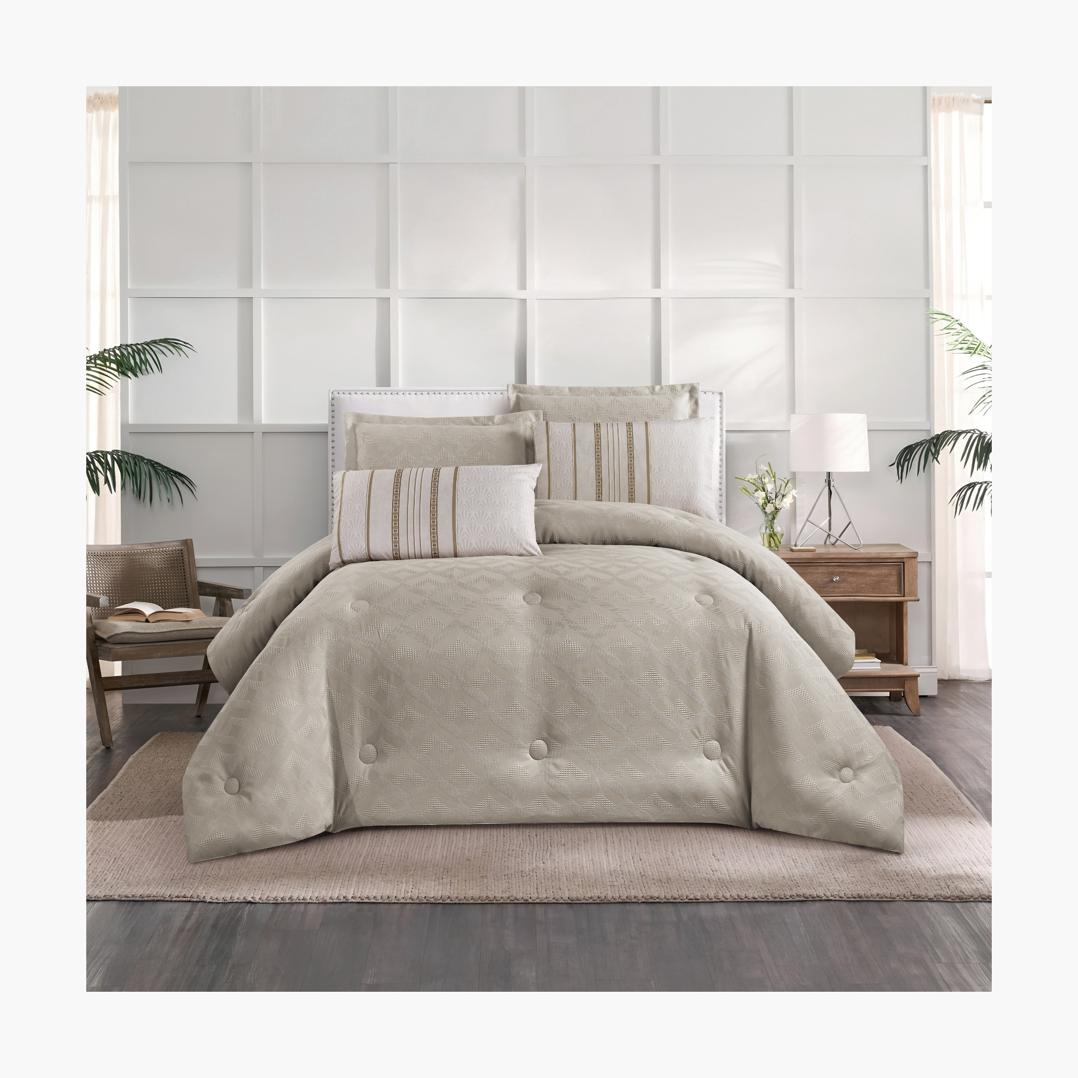 Textured Geometric Comforter Set-household-bedding-comfortersandbedspreads-comforters-image-8