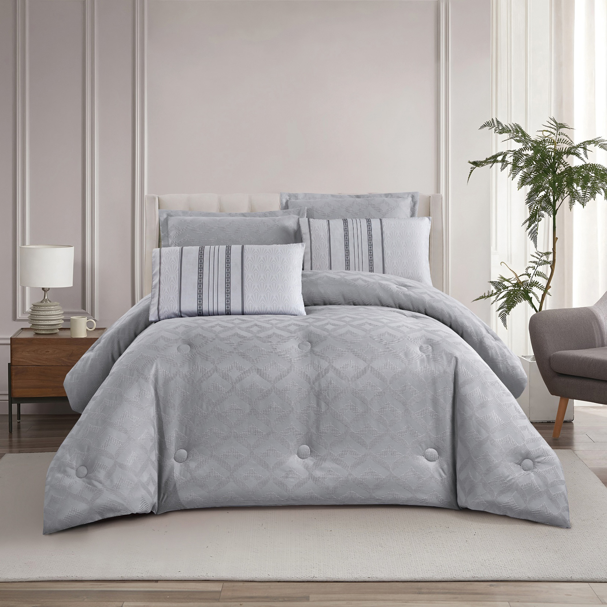 Textured Geometric Comforter Set-household-bedding-comfortersandbedspreads-comforters-image-2