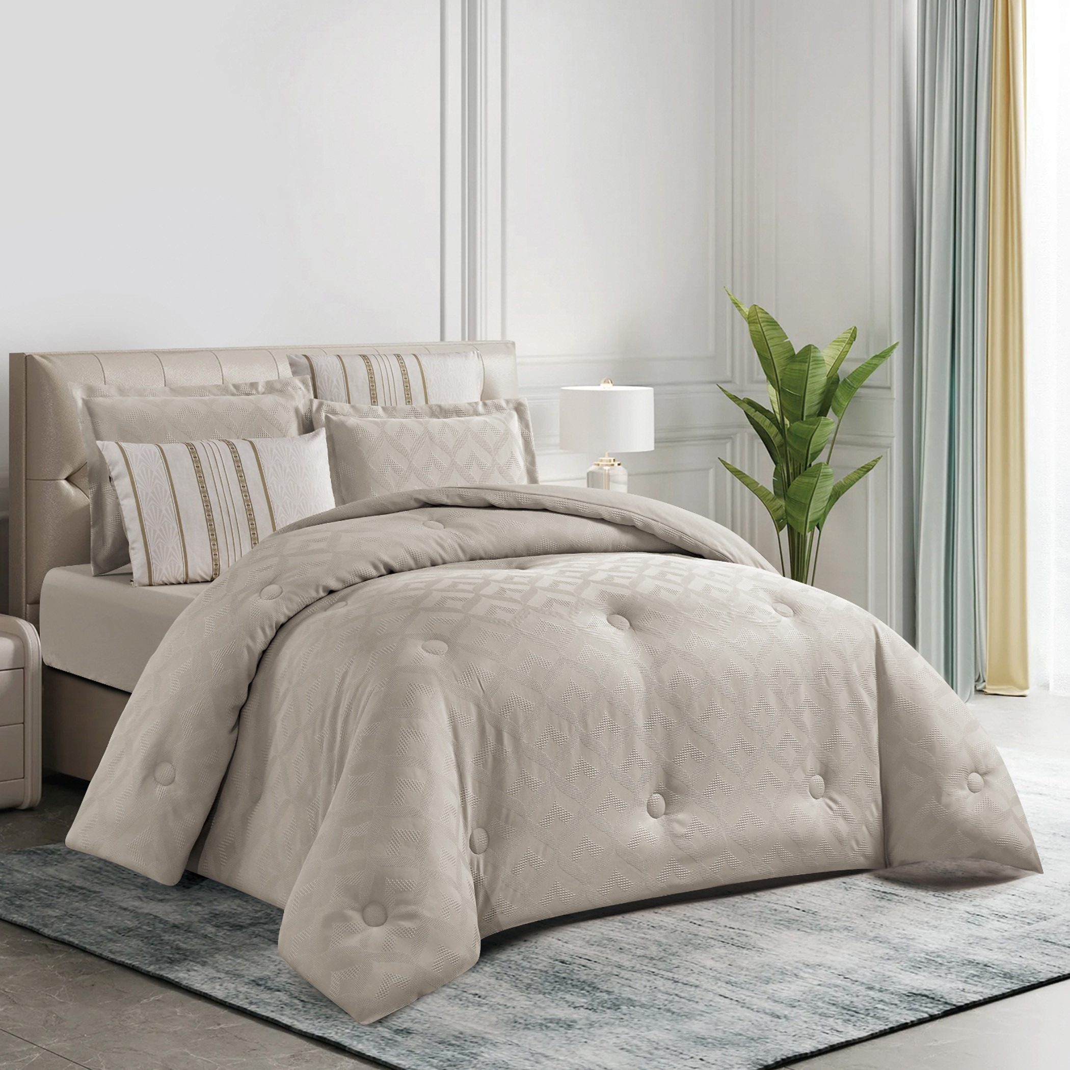 Textured Geometric Comforter Set-household-bedding-comfortersandbedspreads-comforters-image-6