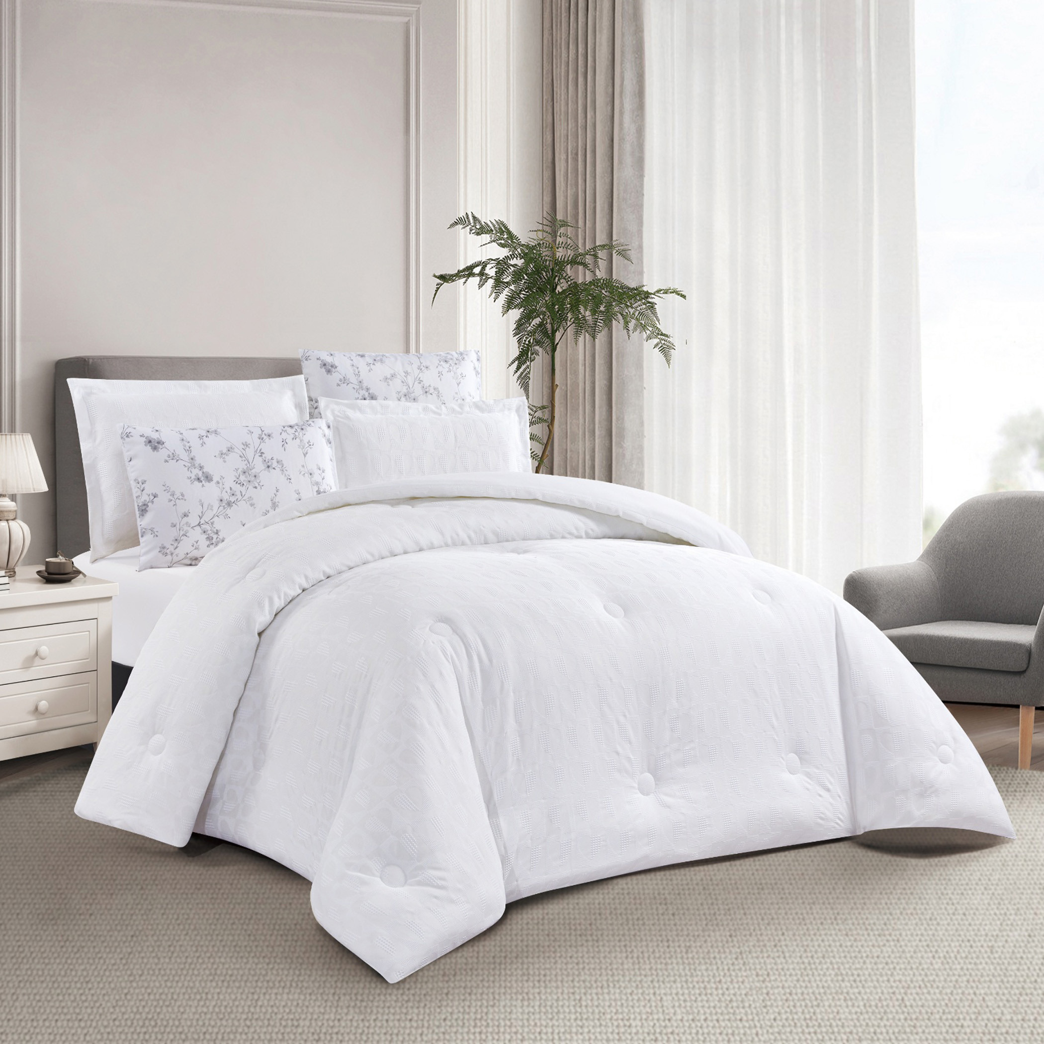 Textured Geometric Comforter Set-household-bedding-comfortersandbedspreads-comforters-image-1