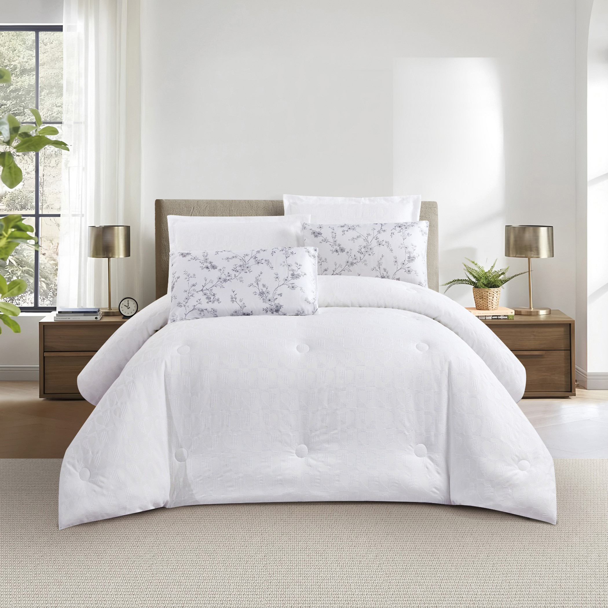 Textured Geometric Comforter Set-household-bedding-comfortersandbedspreads-comforters-image-2
