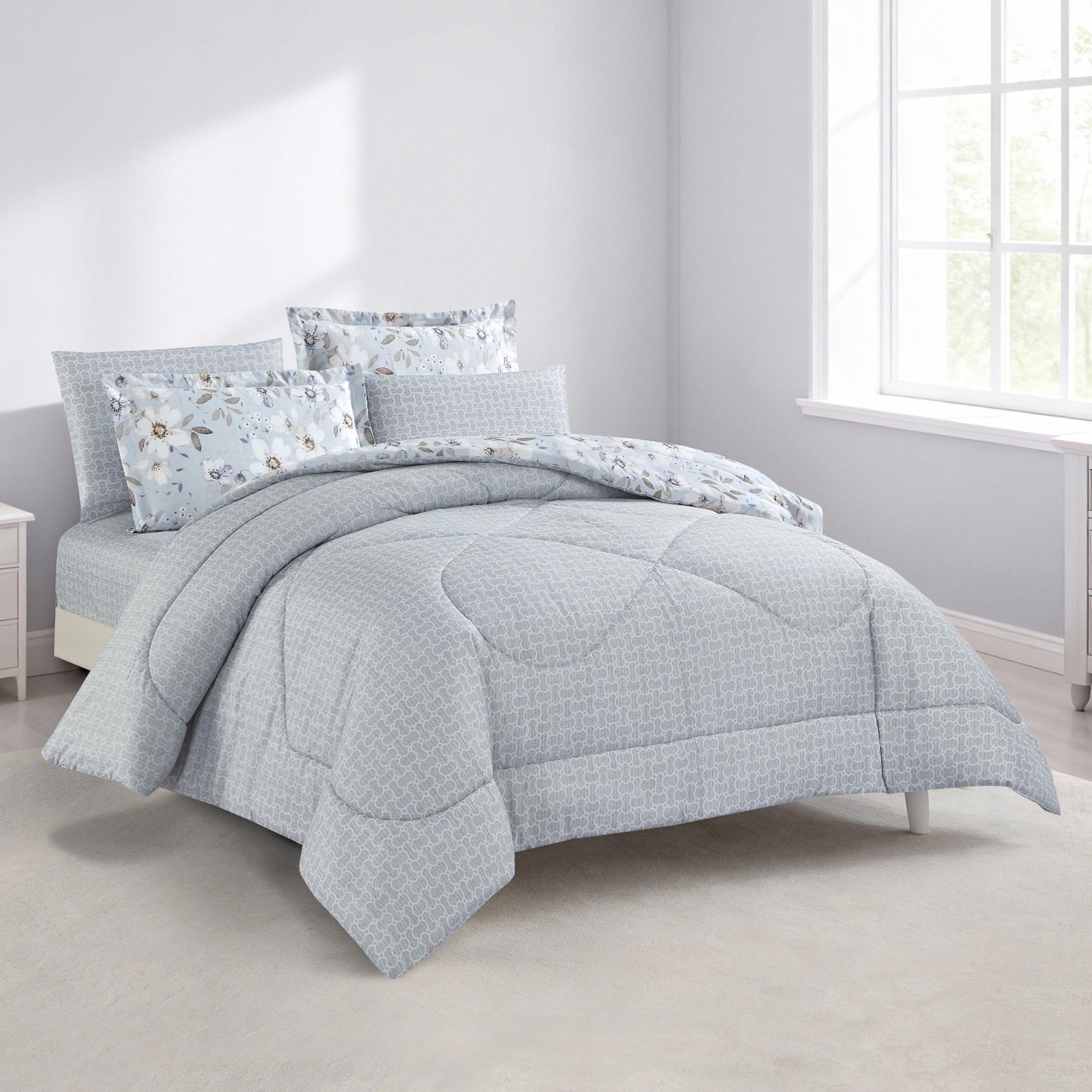 Floral Printed Comforter Set-household-bedding-comfortersandbedspreads-comforters-image-1