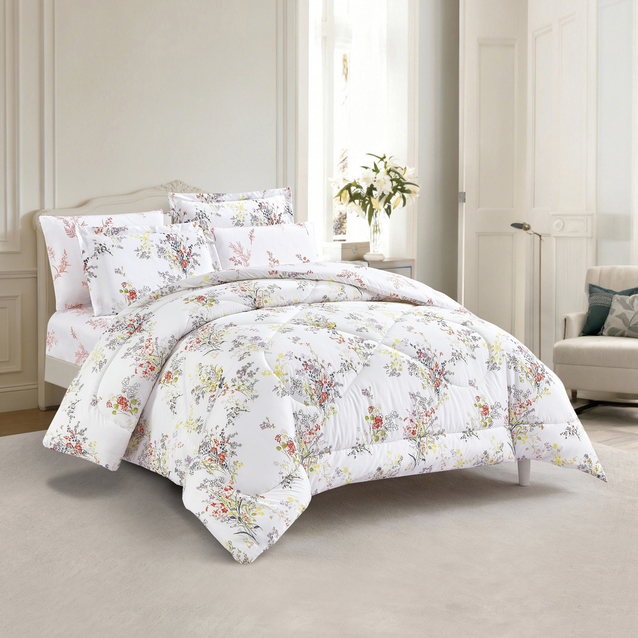 Floral Printed Comforter Set-household-bedding-comfortersandbedspreads-comforters-image-1