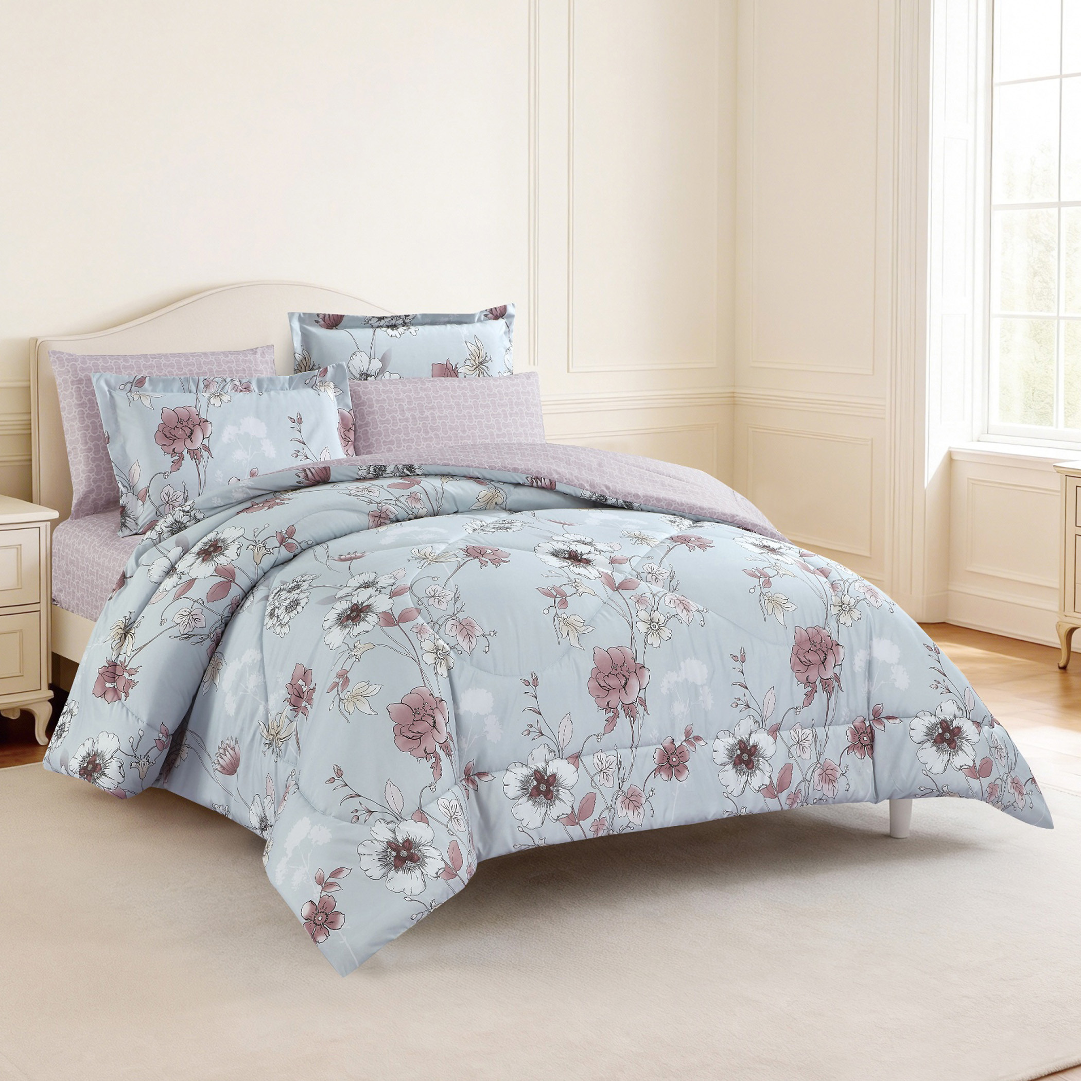 Floral Printed Comforter Set-household-bedding-comfortersandbedspreads-comforters-image-1