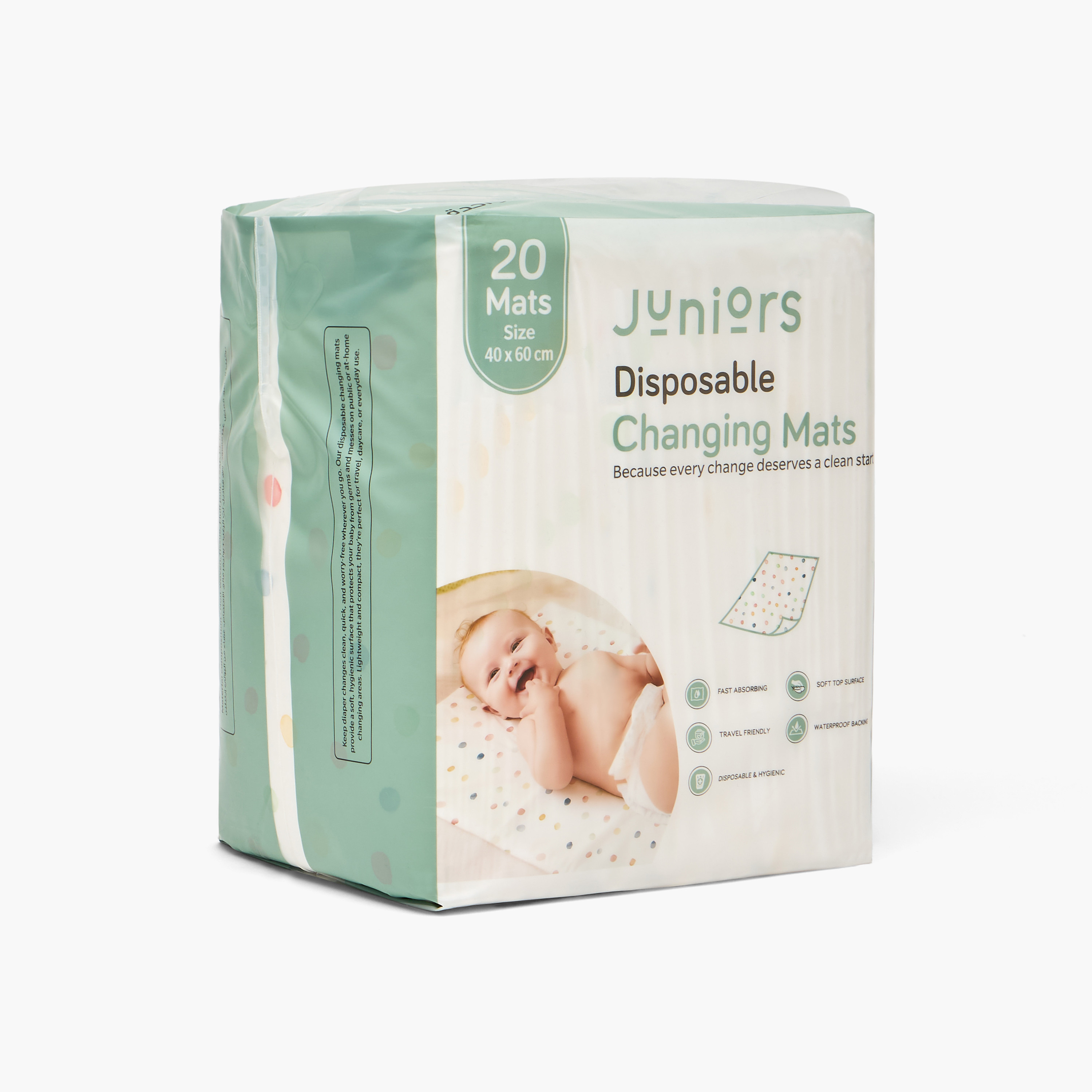 مفرش تغيير حفاضات للاستعمال مرة واحدة 20 قطعة من جونيورز - 40x60 سم-baby-diapering-changingmats-image-2
