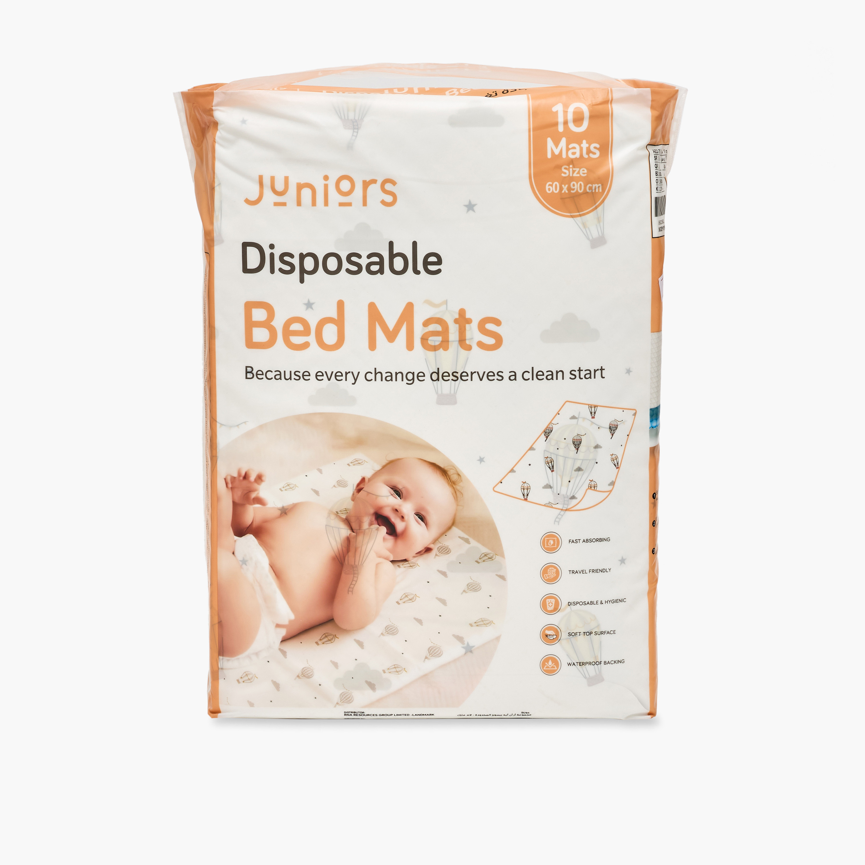 مفارش تغيير حفاضات للاستعمال مرة واحدة 10 قطع من جونيورز - 60x90 سم-baby-diapering-changingmats-image-1