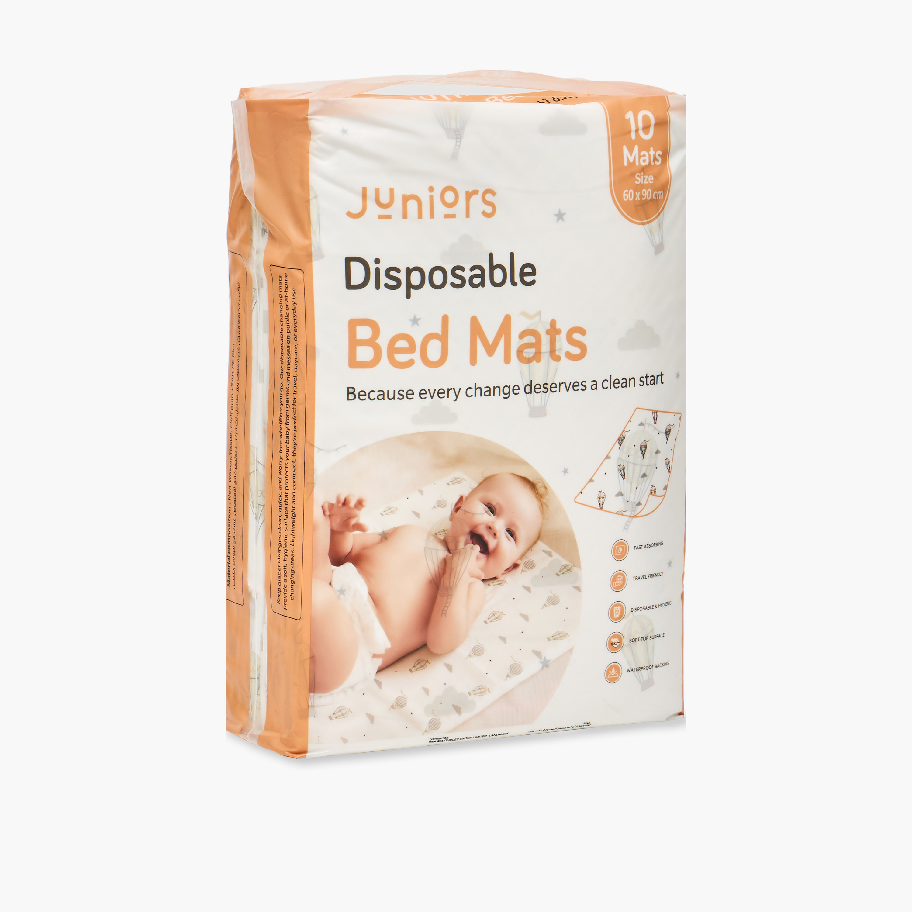 مفارش تغيير حفاضات للاستعمال مرة واحدة 10 قطع من جونيورز - 60x90 سم-baby-diapering-changingmats-image-2