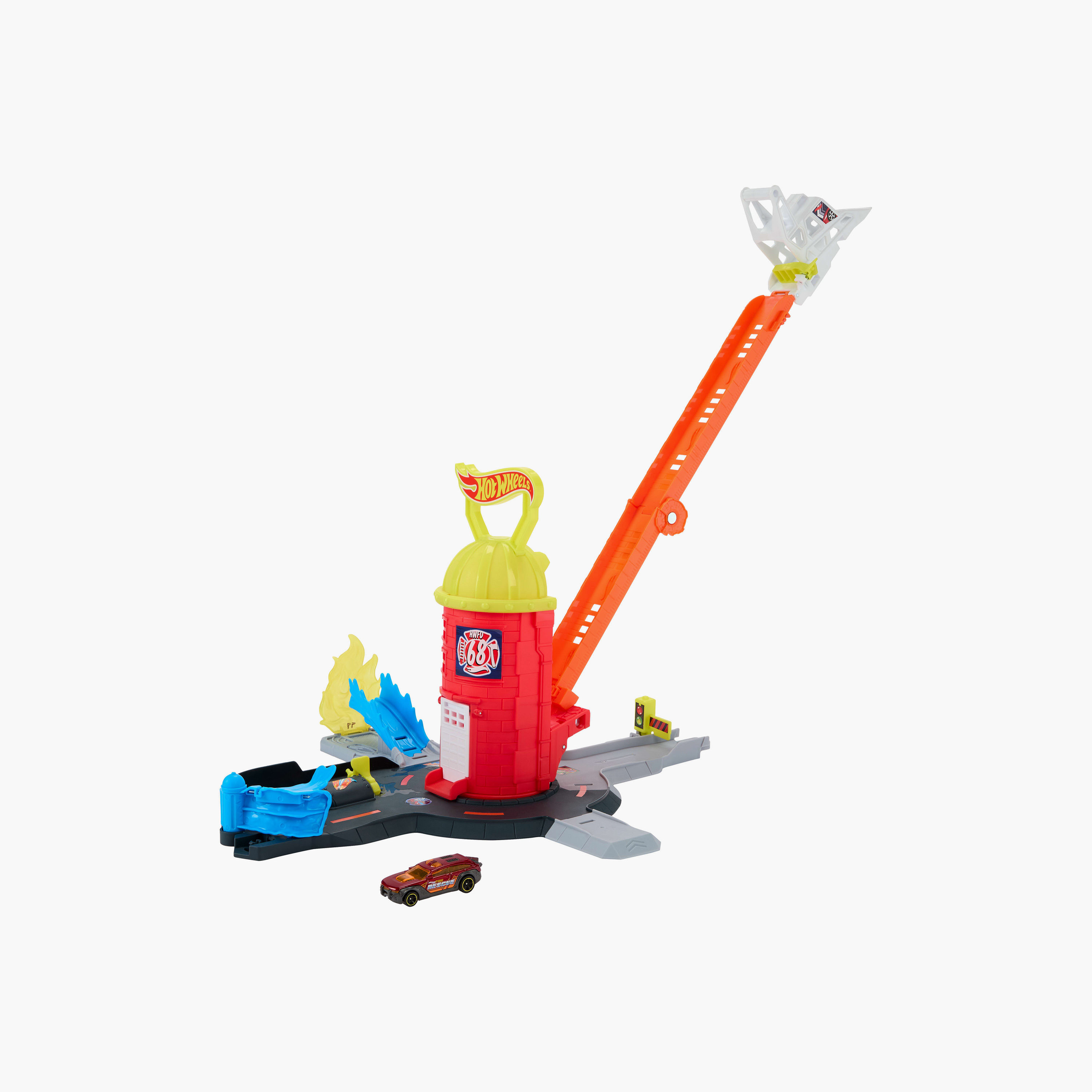 Hot Wheels Fire Station Rescue Track Set with Car-toys-playvehicles-racetracks-image-2