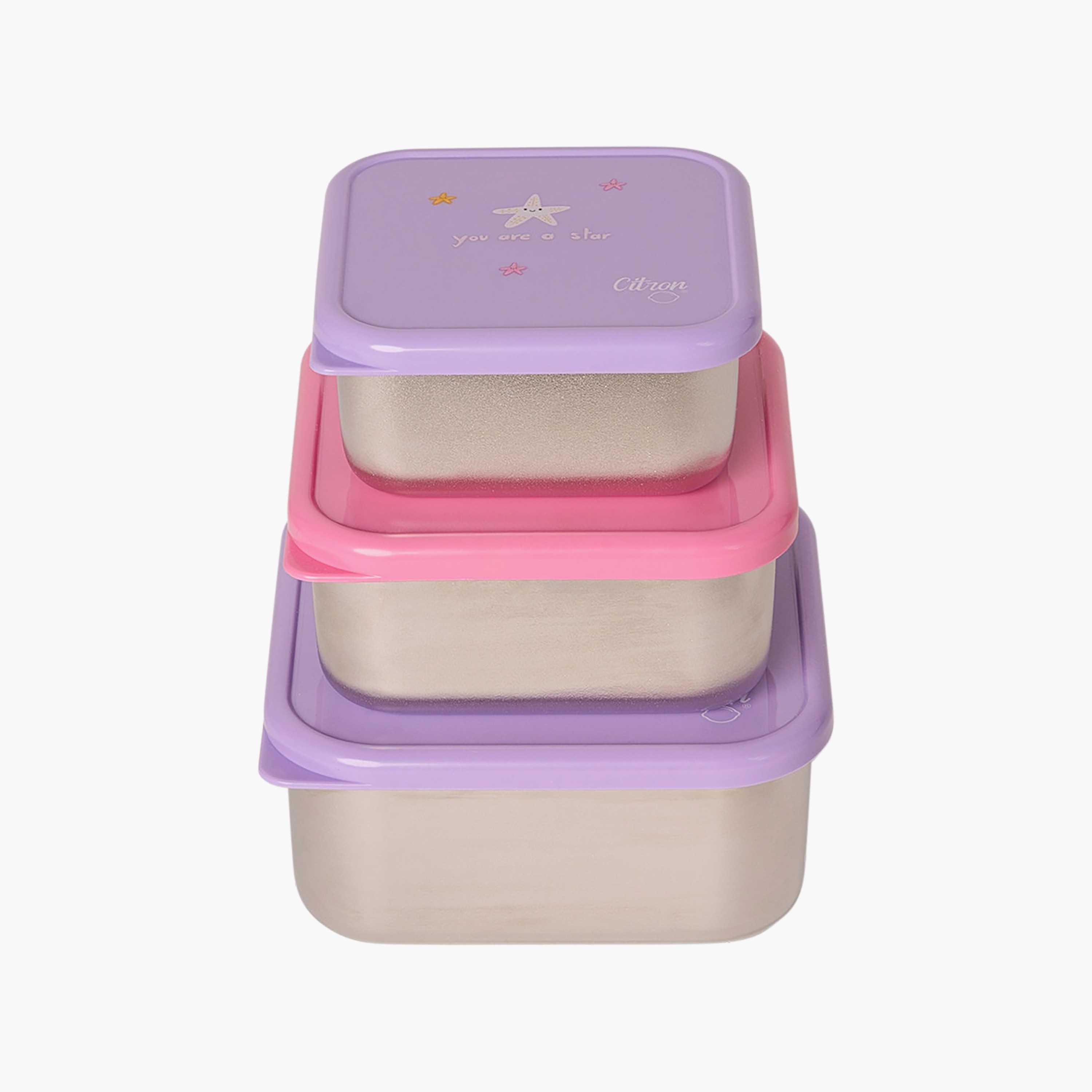 طقم صناديق غداء سيترون بينتو 3 قطع 1200 مل تصميم حورية البحر-school-lunchessentials-lunchboxes-image-1