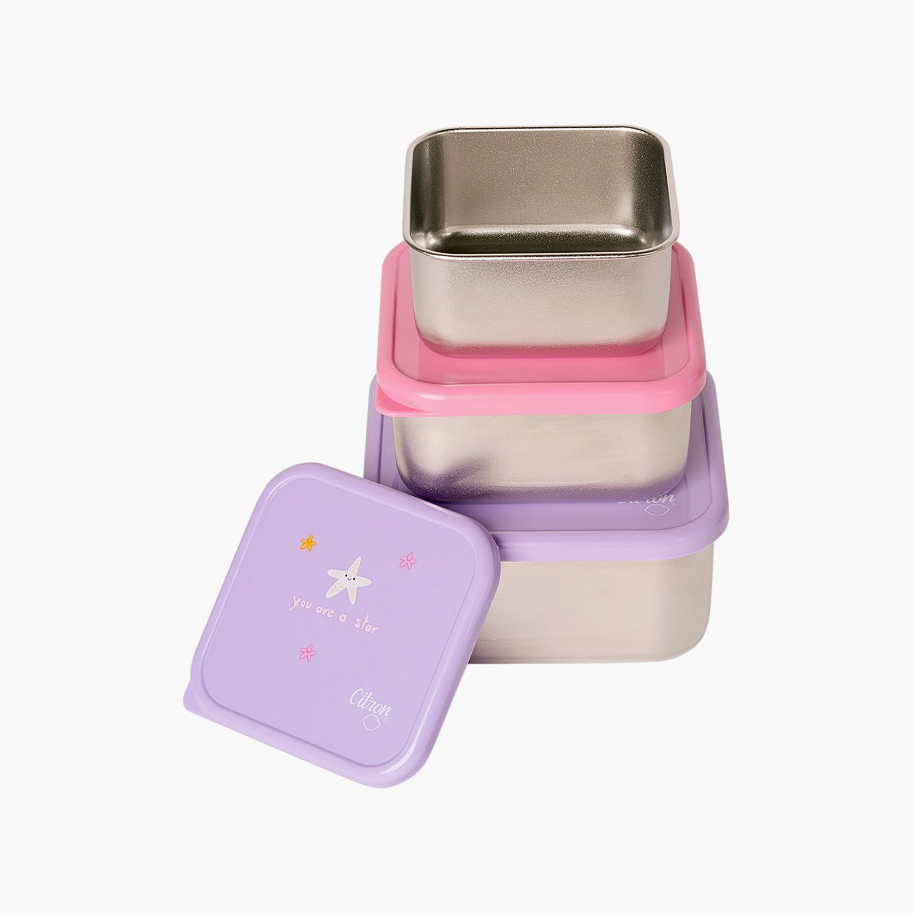 طقم صناديق غداء سيترون بينتو 3 قطع 1200 مل تصميم حورية البحر-school-lunchessentials-lunchboxes-image-2