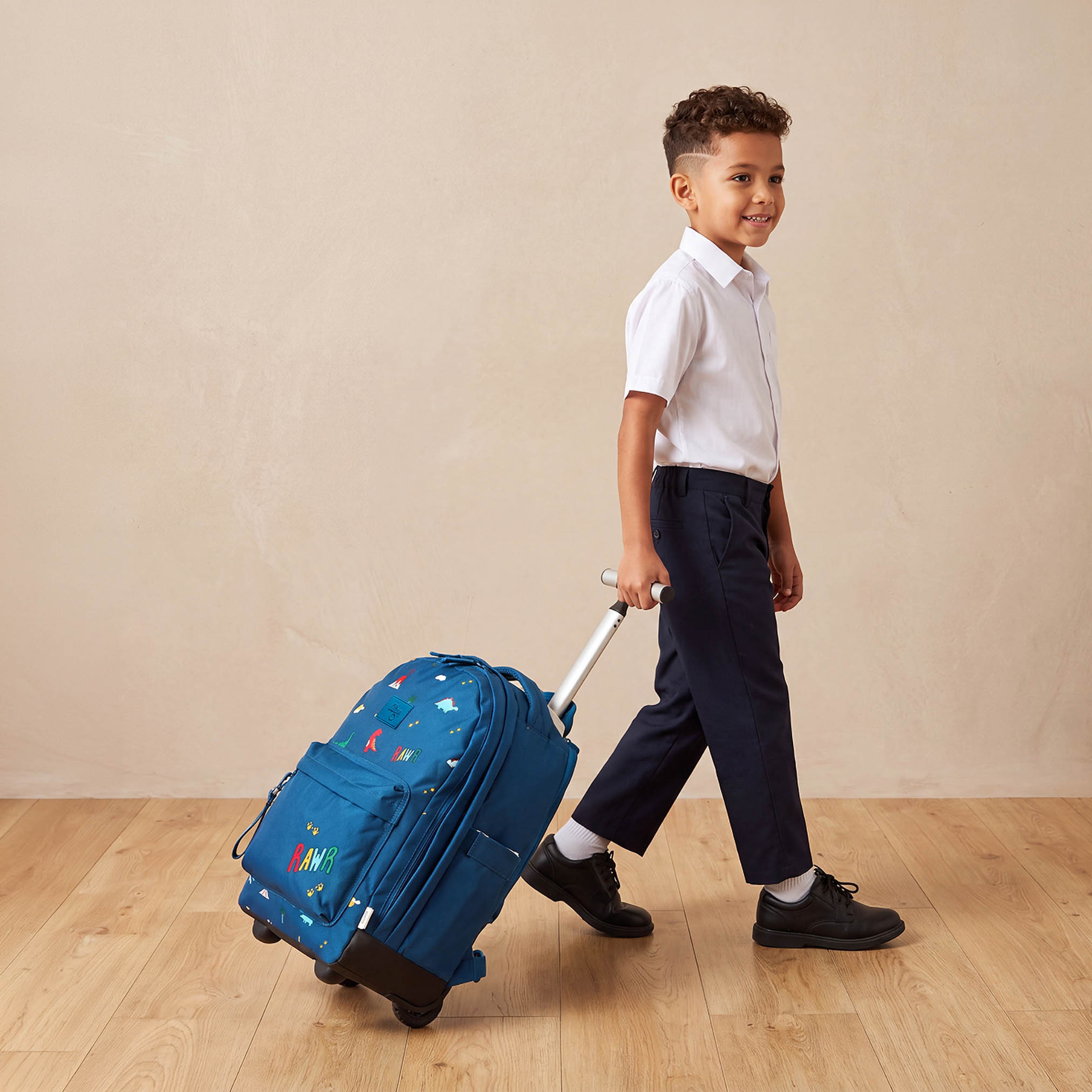 Citron Trolley Bag-Dino-2 Cmprt- (Recycled Pet) Blue - 35X45X21-school-bagsandbackpacks-trolleybags-image-2