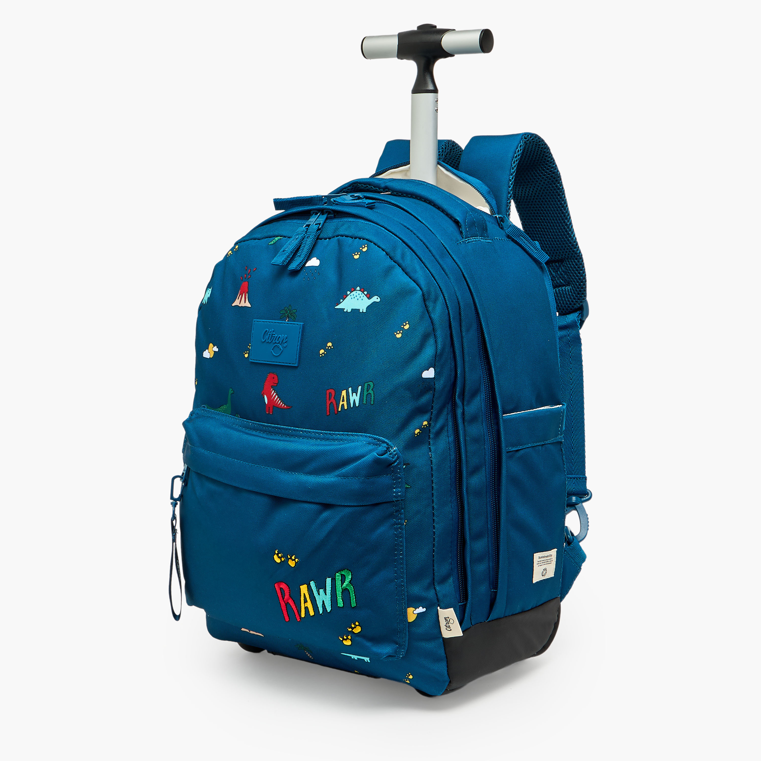 Citron Trolley Bag-Dino-2 Cmprt- (Recycled Pet) Blue - 35X45X21-school-bagsandbackpacks-trolleybags-image-7