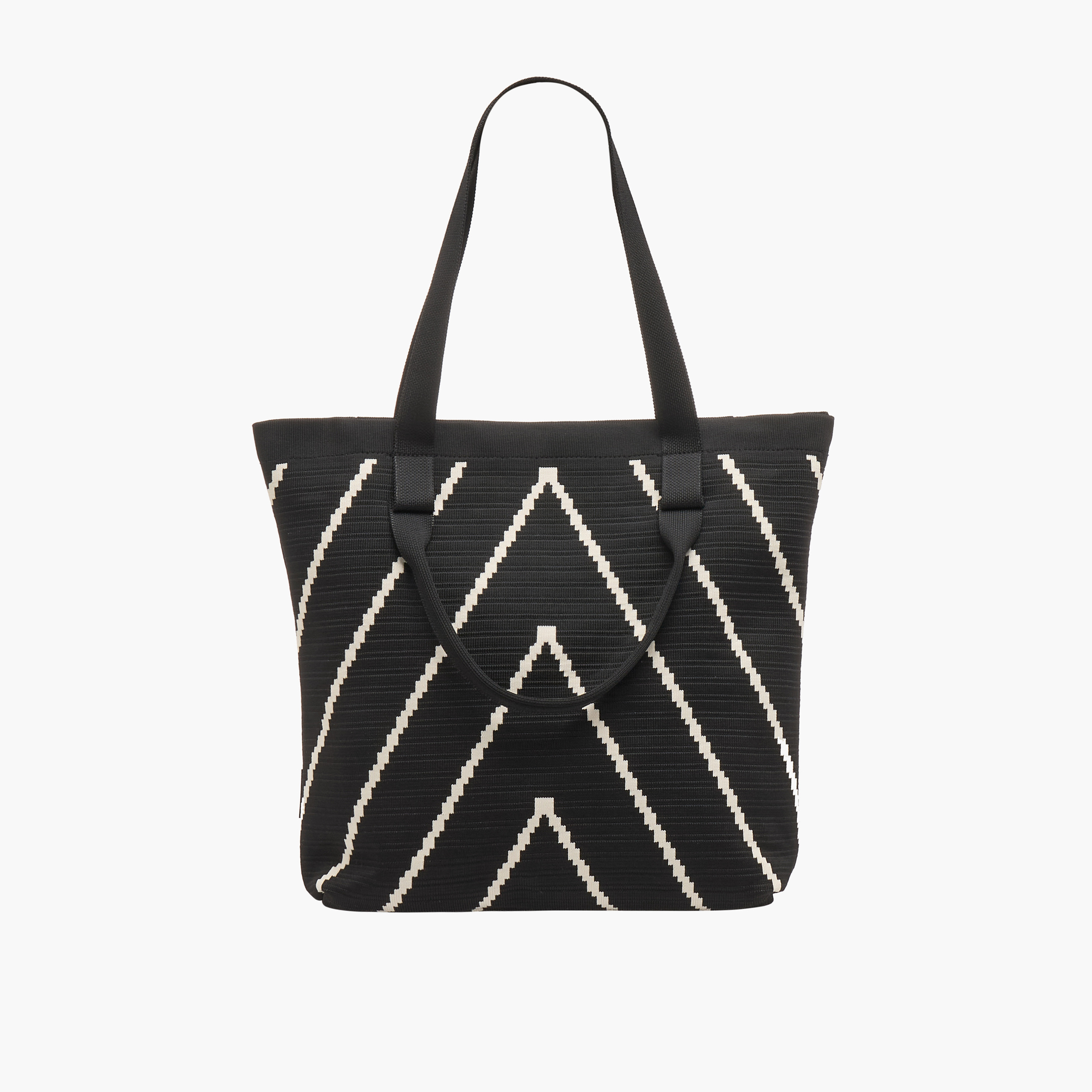 Mistotes Chevron Print Tote Bag with Zip Closure-women-bagsandwallets-handbags-image-1