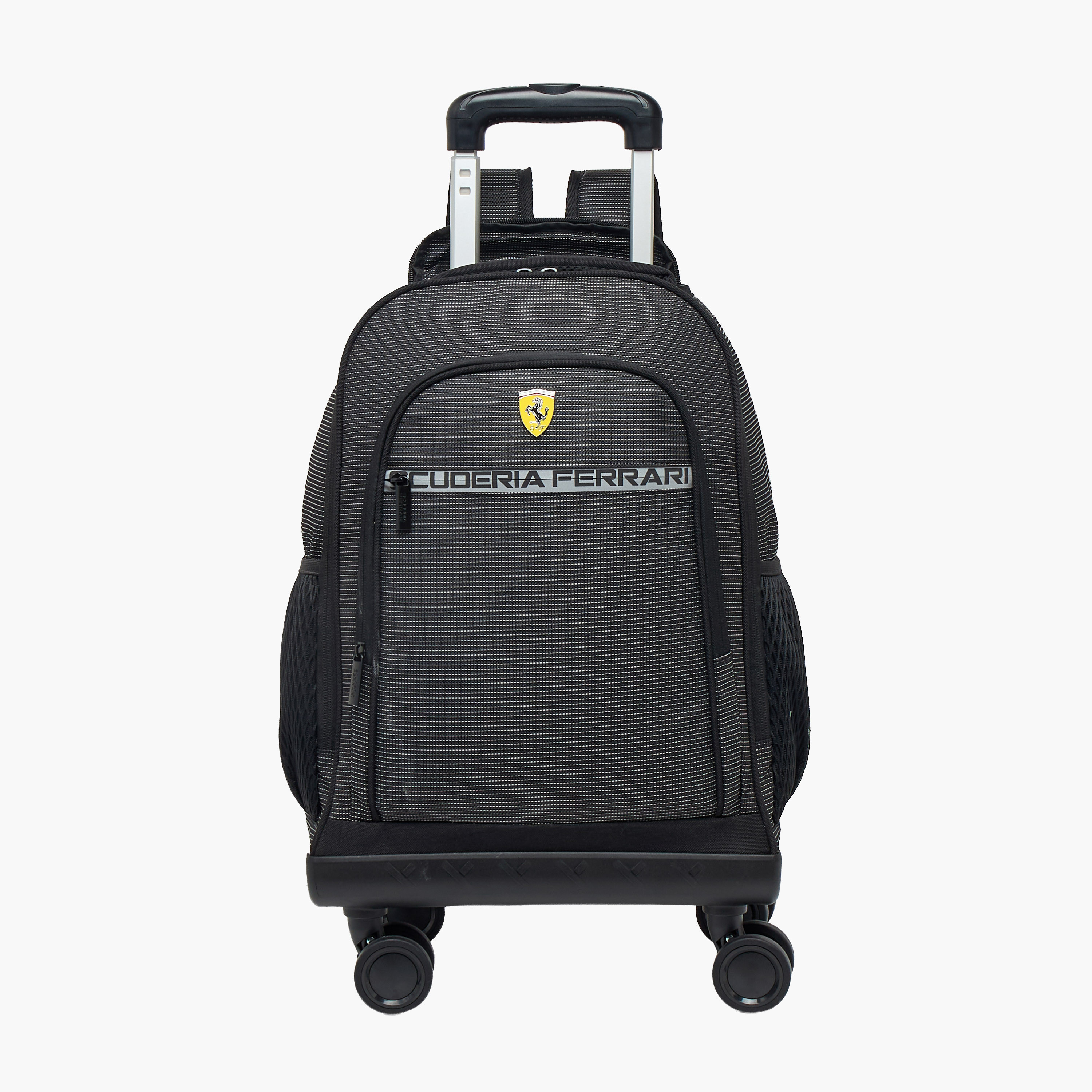 شنطة ترولي بشعار فيراري بارز الملمس للأولاد 8-12 سنة مع عجلات متينة - 18 بوصة-school-bagsandbackpacks-trolleybags-image-1