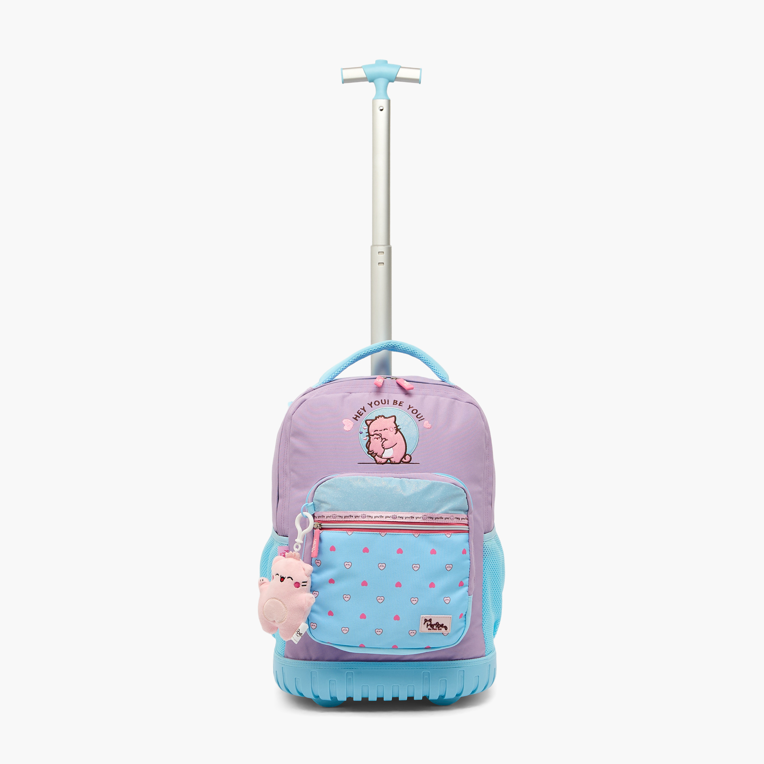 Pembe Colourblock Trolley Bag for Girls 8-12 Years with Water Bottle Pocket-school-bagsandbackpacks-trolleybags-image-4