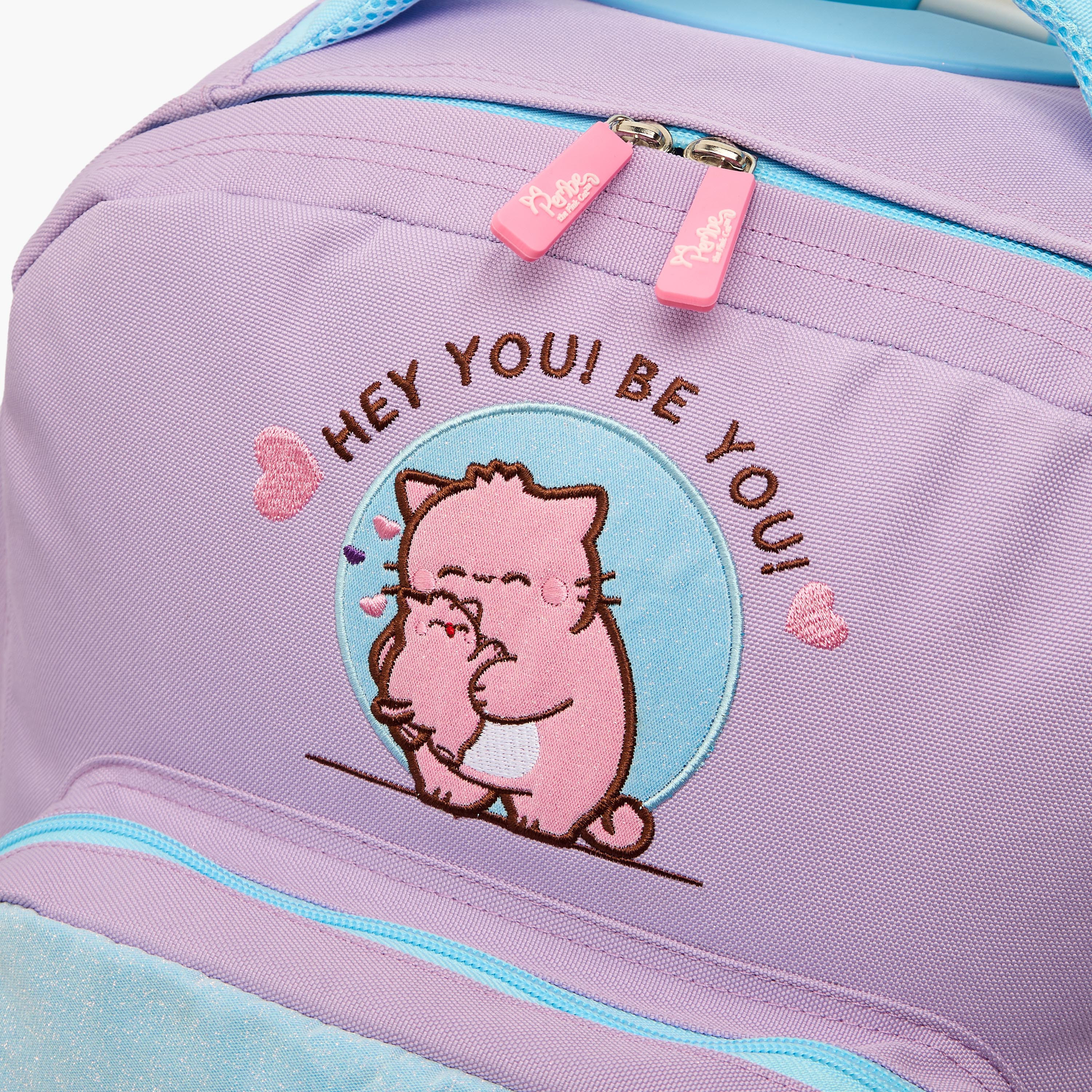 Pembe Colourblock Trolley Bag for Girls 8-12 Years with Water Bottle Pocket-school-bagsandbackpacks-trolleybags-image-6