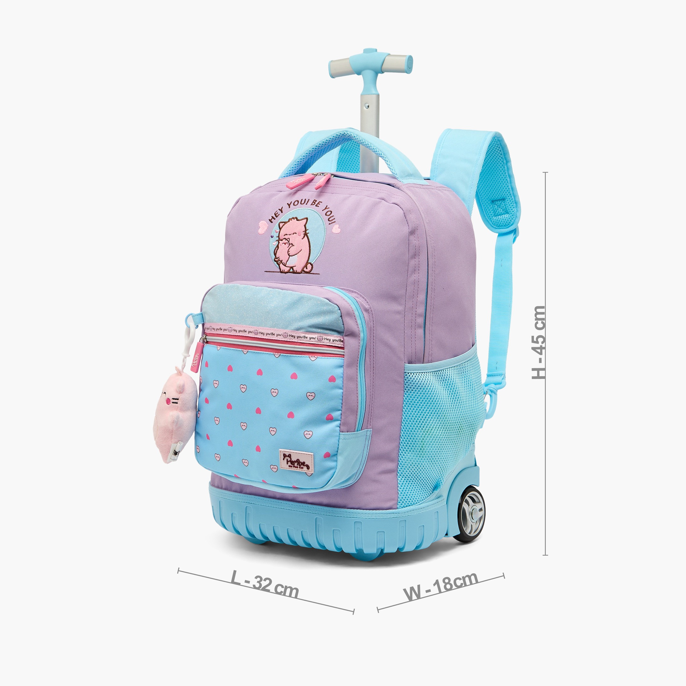 Pembe Colourblock Trolley Bag for Girls 8-12 Years with Water Bottle Pocket-school-bagsandbackpacks-trolleybags-image-7