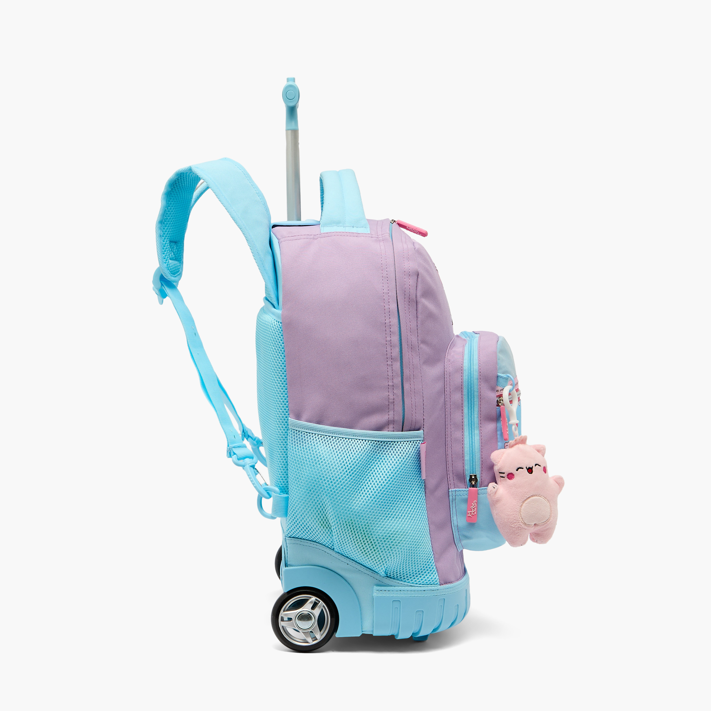 Pembe Colourblock Trolley Bag for Girls 8-12 Years with Water Bottle Pocket-school-bagsandbackpacks-trolleybags-image-8