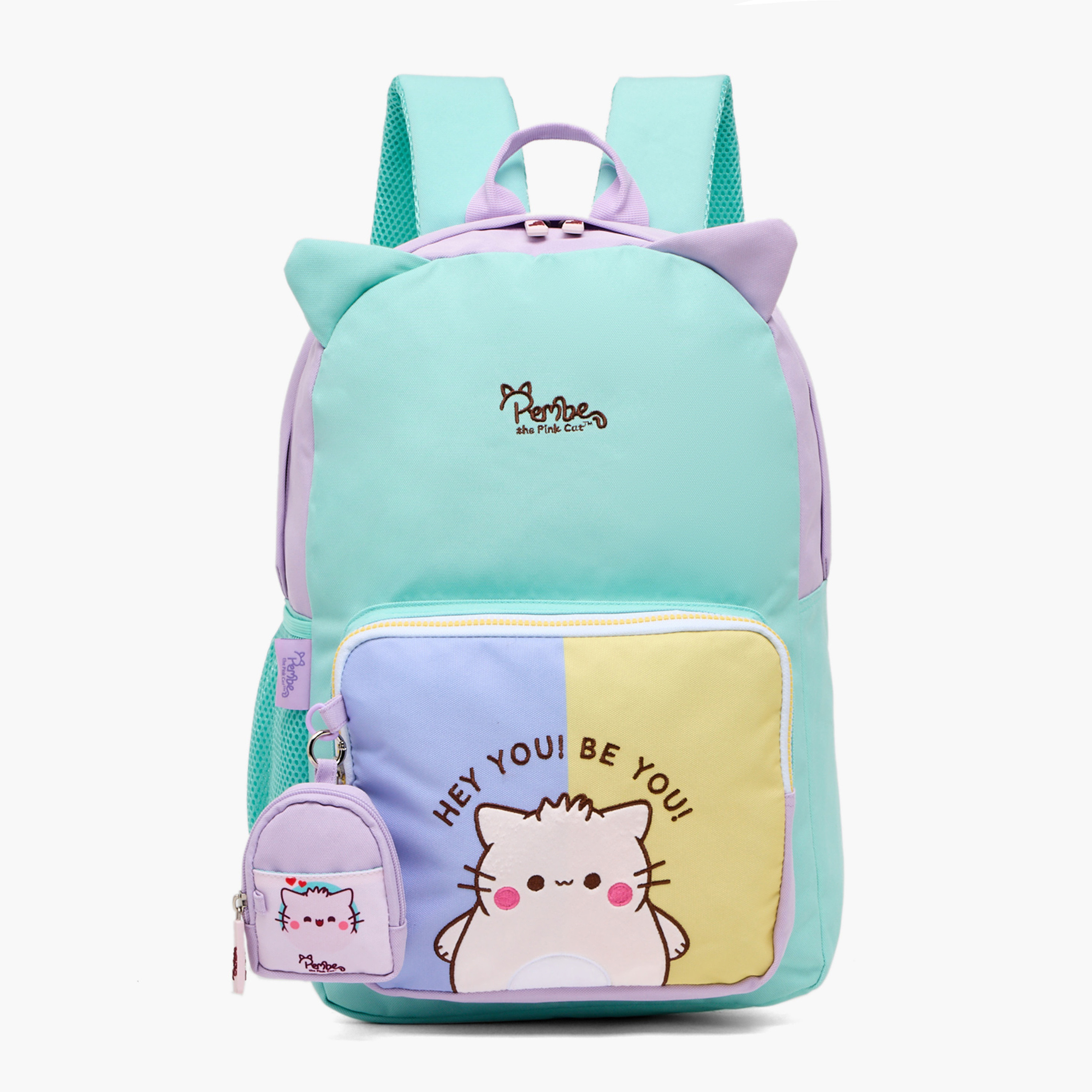 Pembe Cat Print Backpack for Girls 8-12 Years with Adjustable Straps - 17 inches-school-bagsandbackpacks-backpacks-image-1