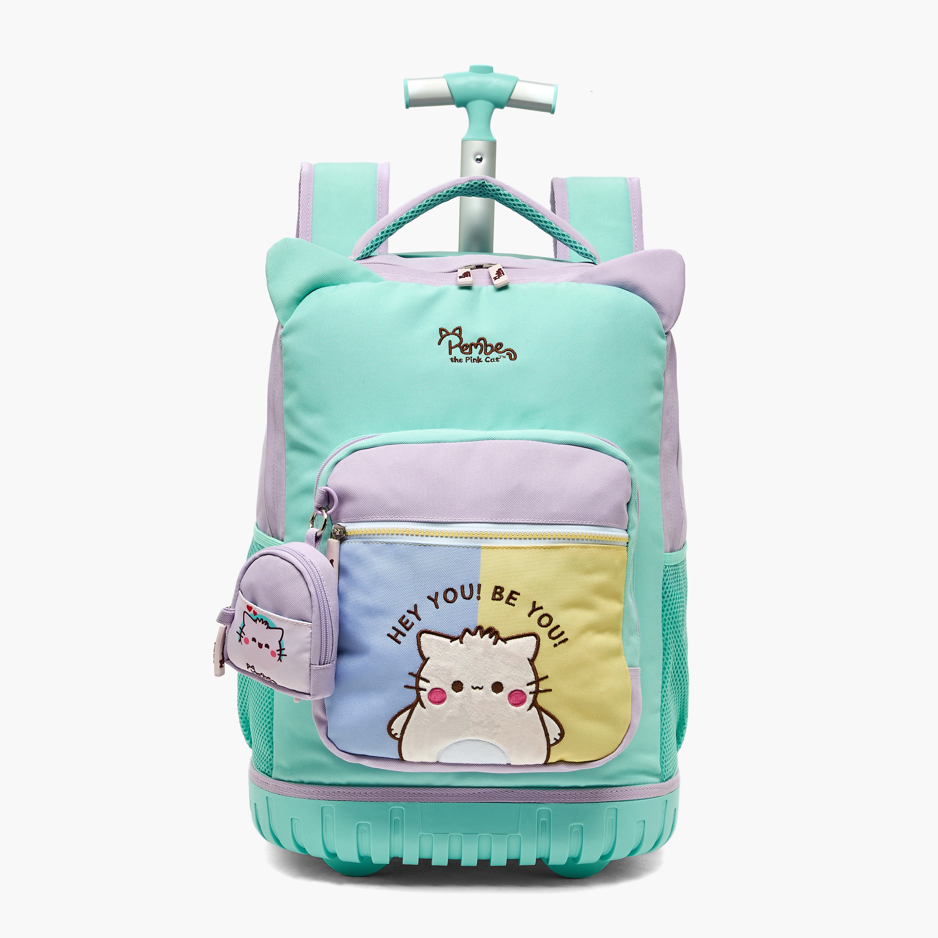Pembe Embroidered Trolley Bag for Girls 8-12 Years Retractable Handle - 18 inches-school-bagsandbackpacks-trolleybags-image-1