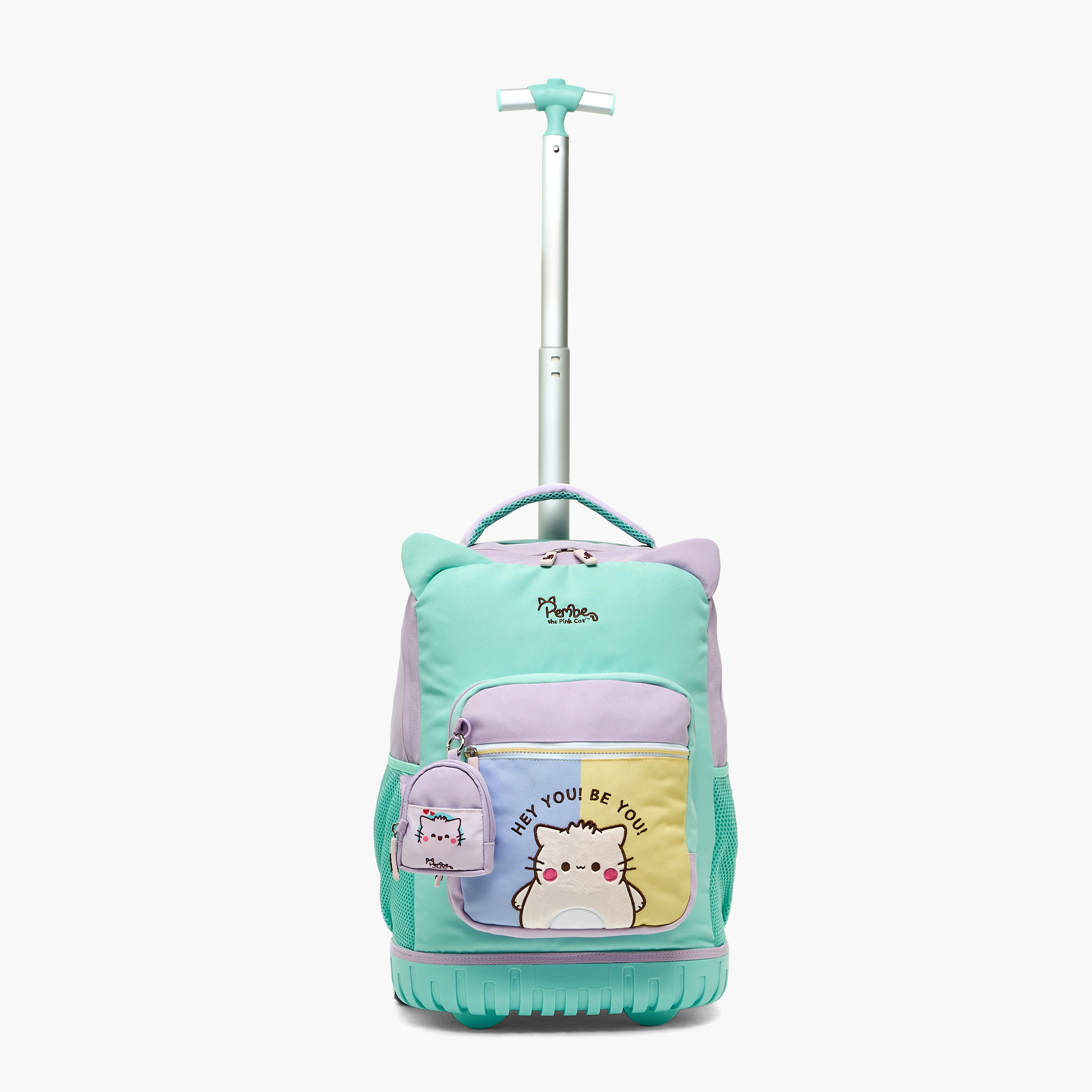 Pembe Embroidered Trolley Bag for Girls 8-12 Years Retractable Handle - 18 inches-school-bagsandbackpacks-trolleybags-image-2