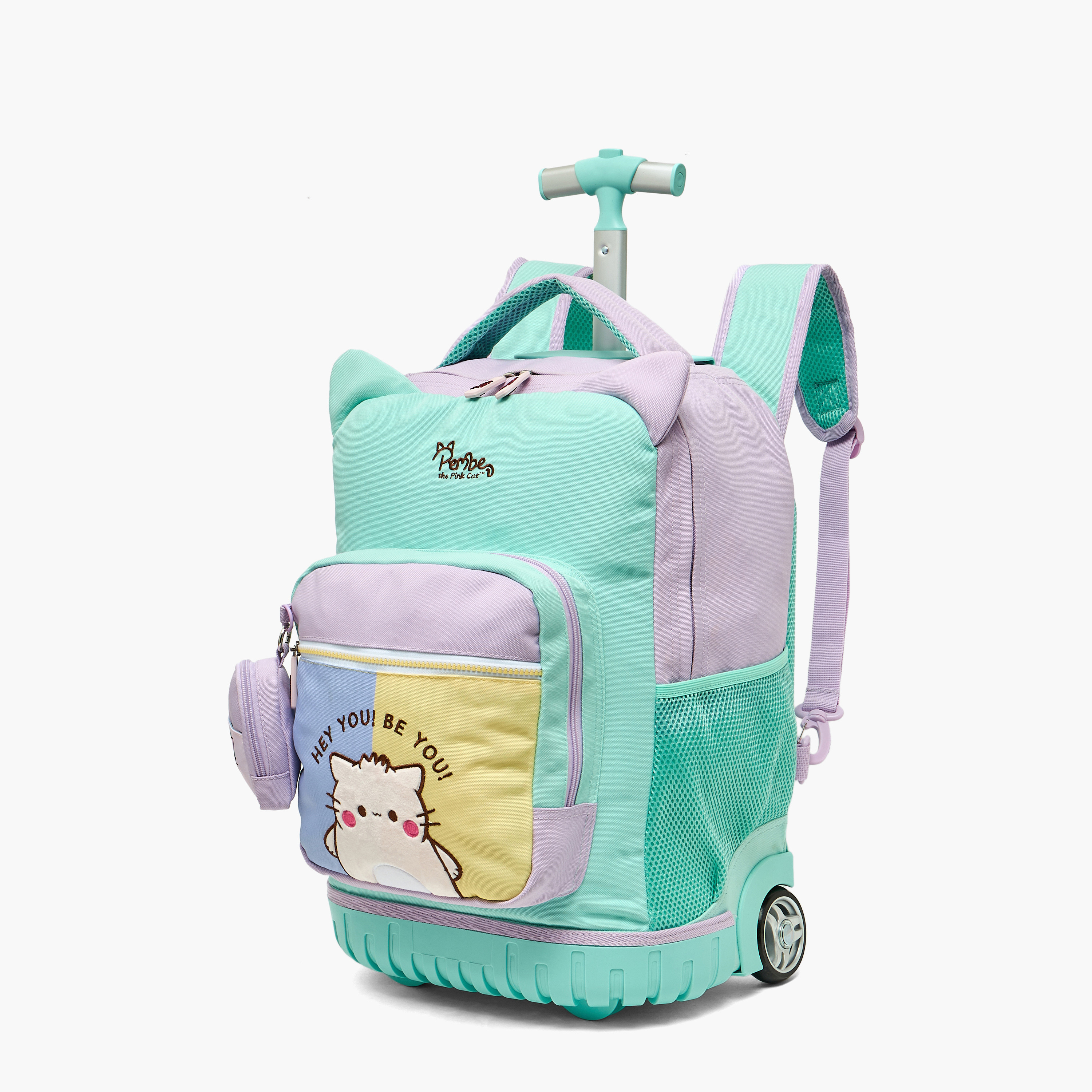 Pembe Embroidered Trolley Bag for Girls 8-12 Years Retractable Handle - 18 inches-school-bagsandbackpacks-trolleybags-image-7