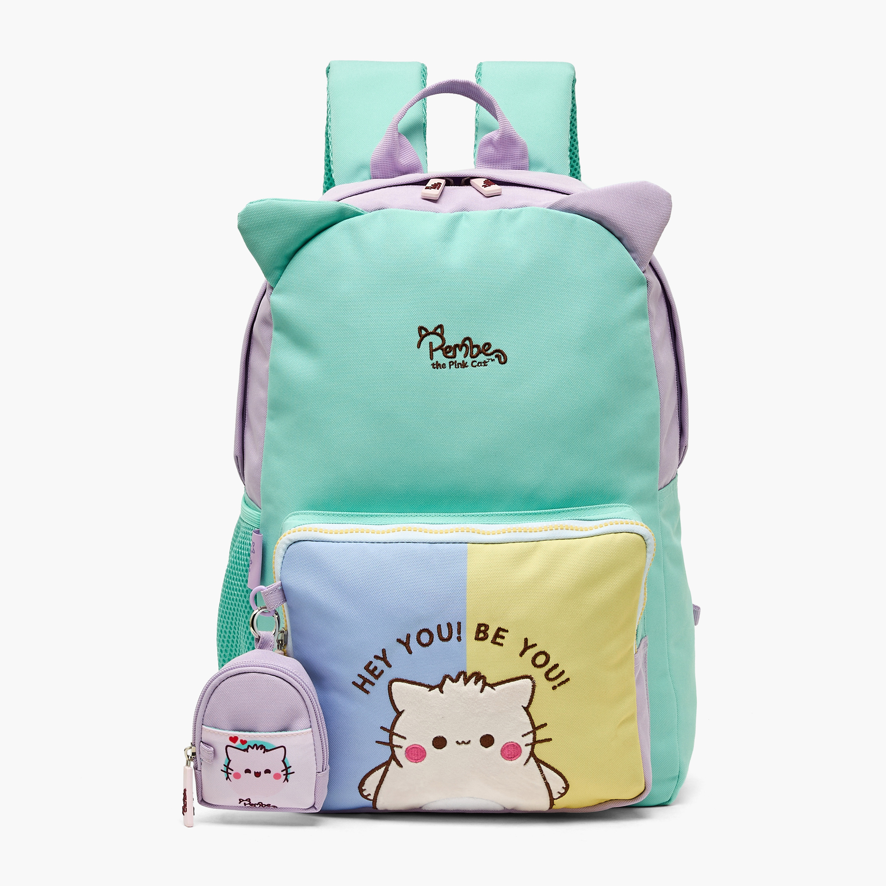 Pembe Cat Embroidered Backpack for Girls 8-12 Years with Padded Shoulder Straps-school-bagsandbackpacks-backpacks-image-1