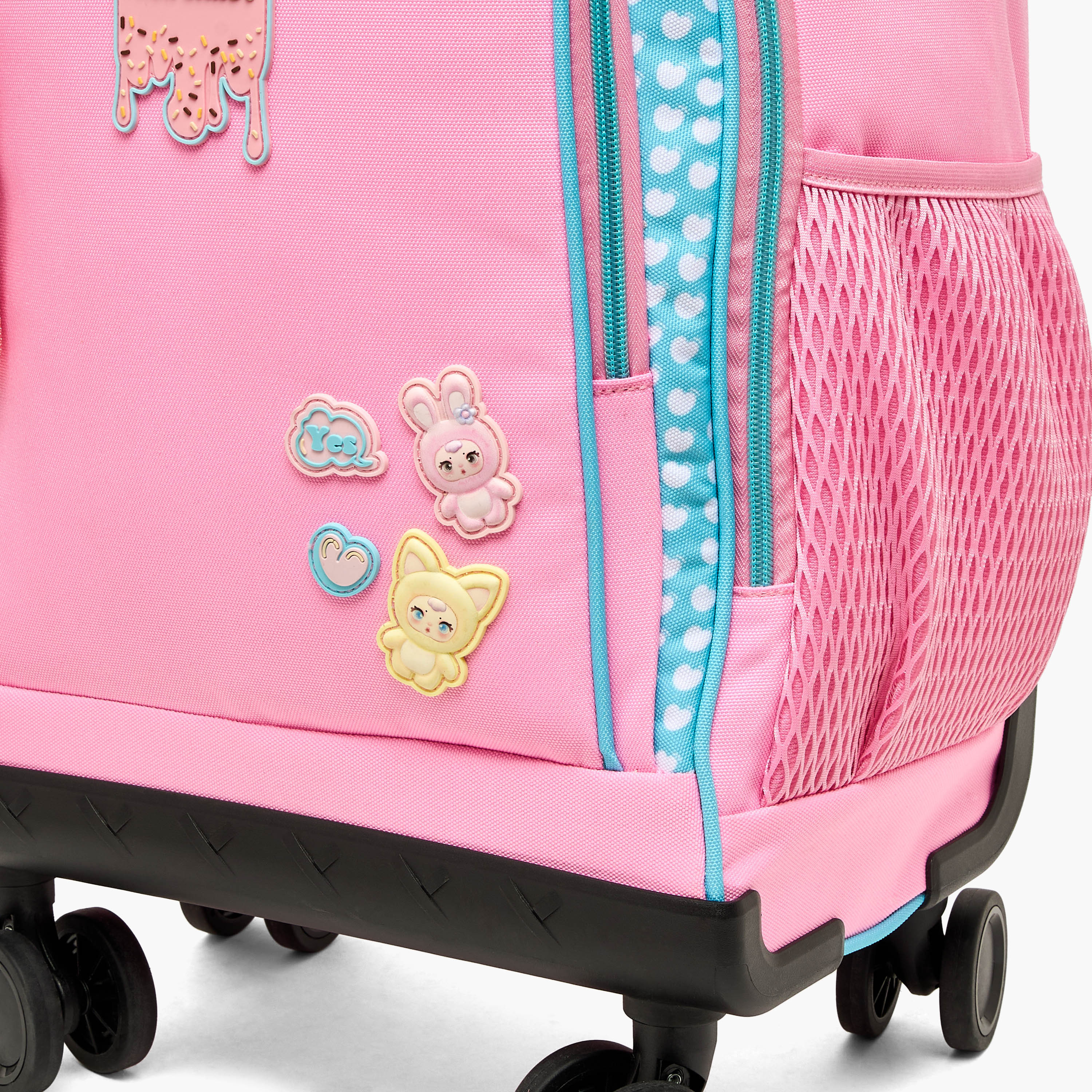 Milk Candy Heart Print Trolley Bag for Boys 8-12 Years Retractable Handle - 18 inches-school-bagsandbackpacks-trolleybags-image-4
