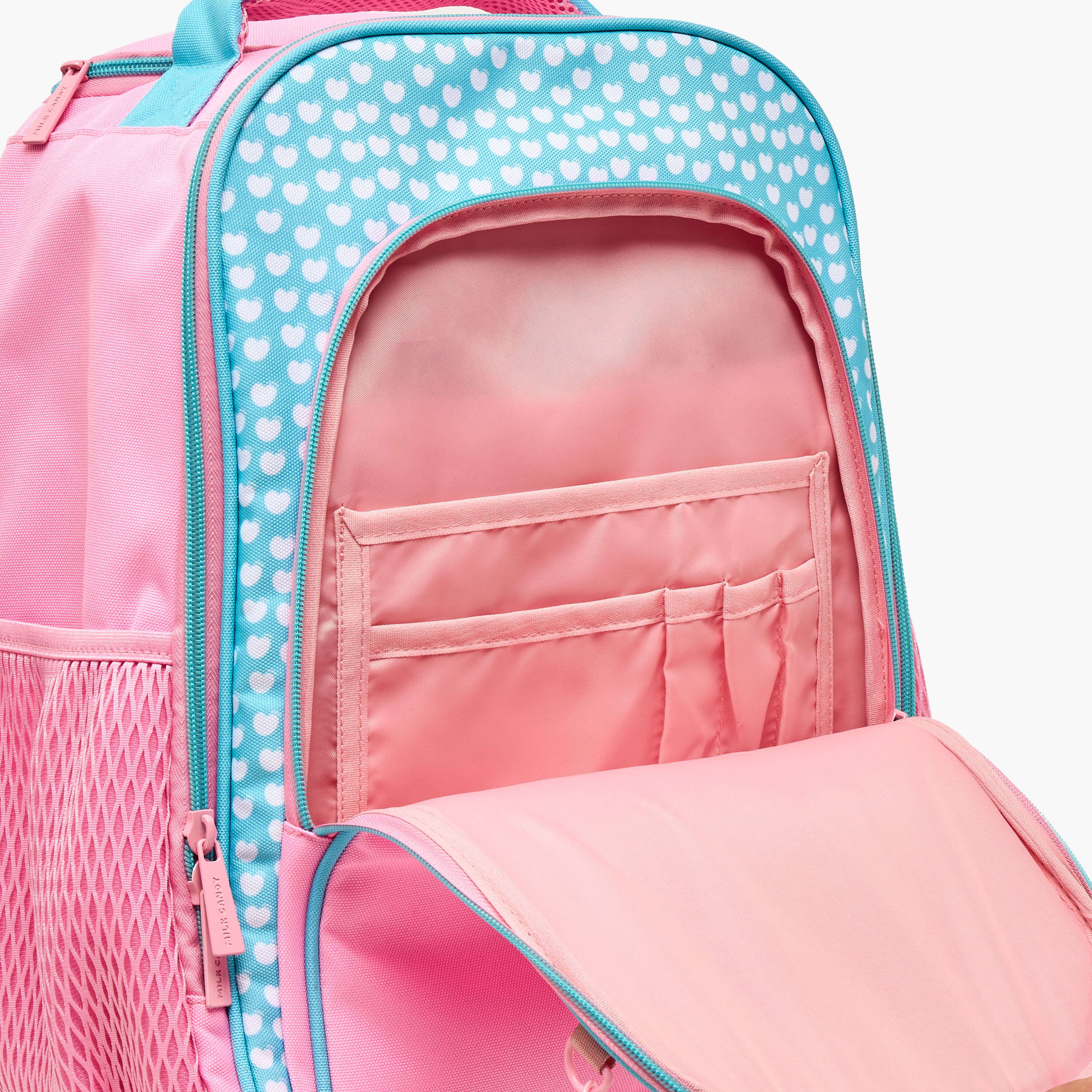 Milk Candy Heart Print Trolley Bag for Boys 8-12 Years Retractable Handle - 18 inches-school-bagsandbackpacks-trolleybags-image-6