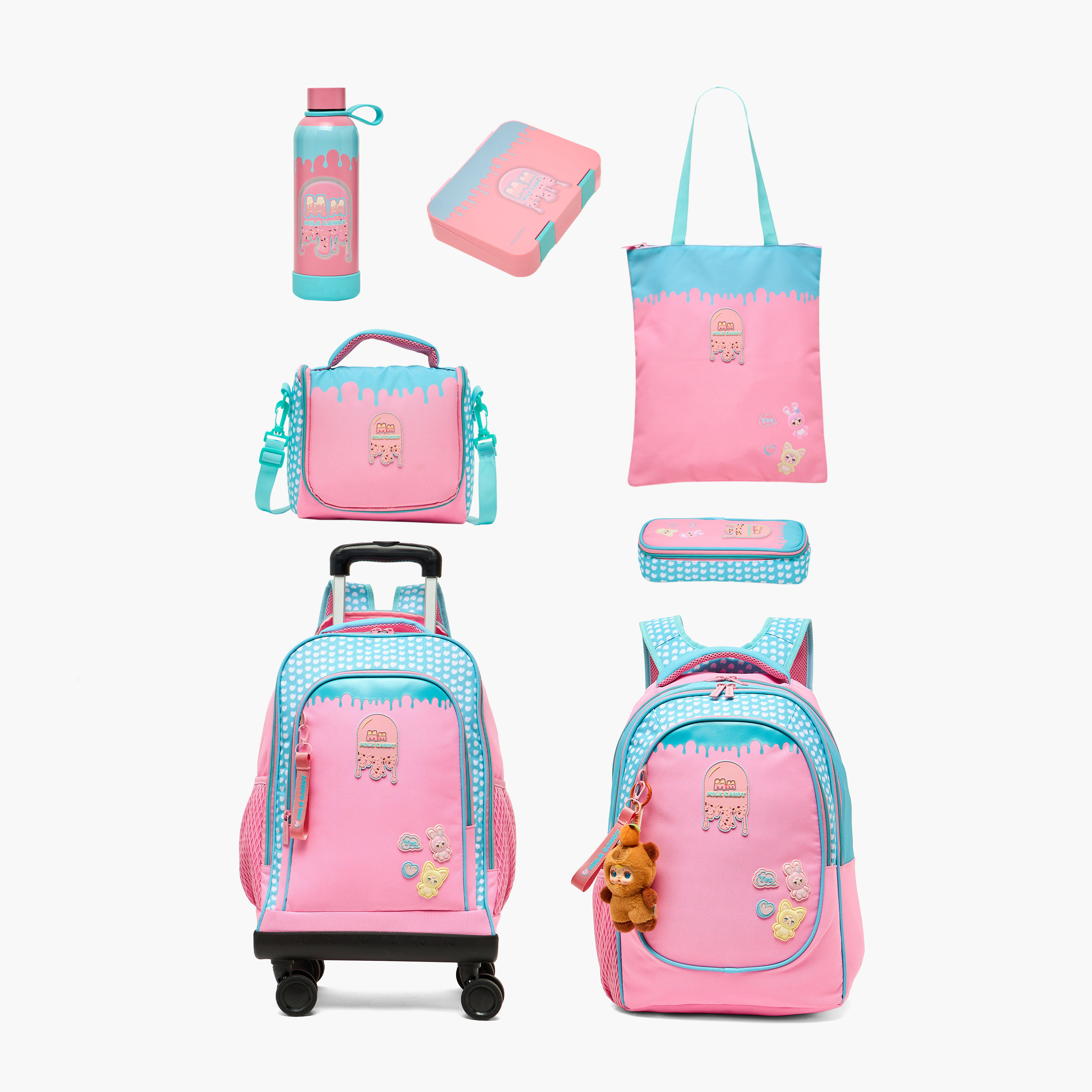 شنطة كتف بطبعات ميلك كاندي للبنات من 8 إلى 12 سنة بسحّاب إغلاق-school-bagsandbackpacks-backpacks-image-9