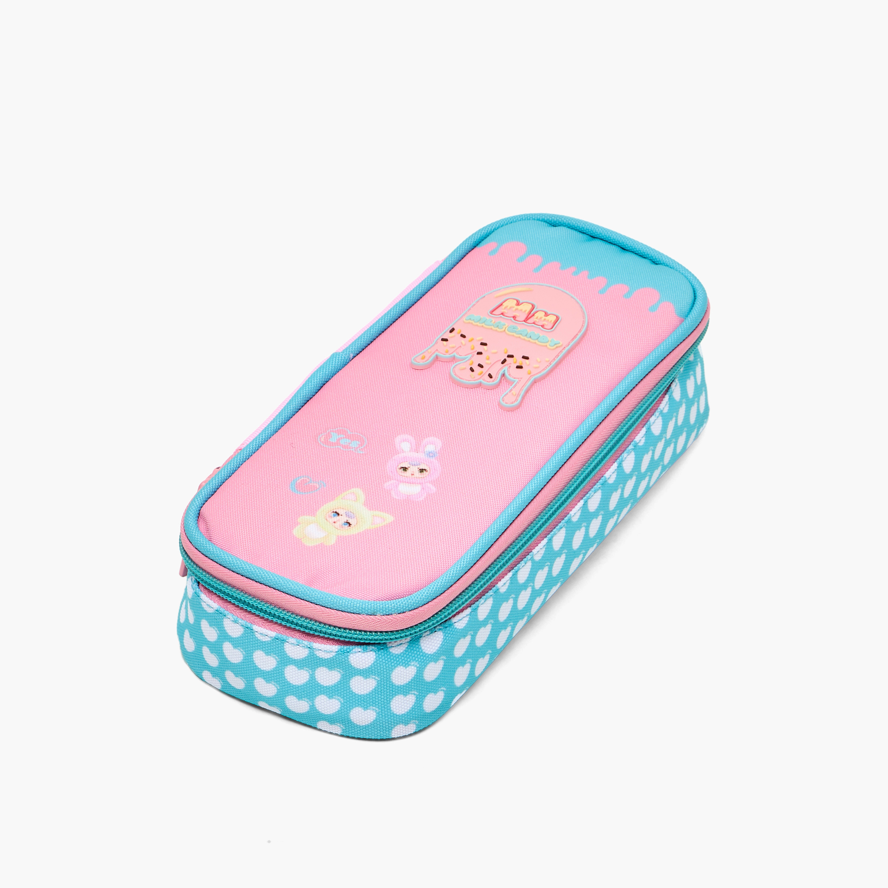 Milk Candy Logo Applique Pencil Pouch with Zip Closure-school-stationery-pencilcases-image-2